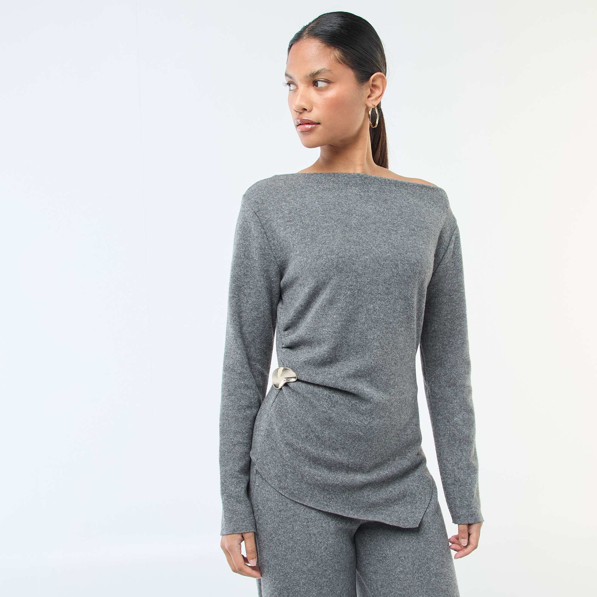 Top en maille asymétrique GRIS