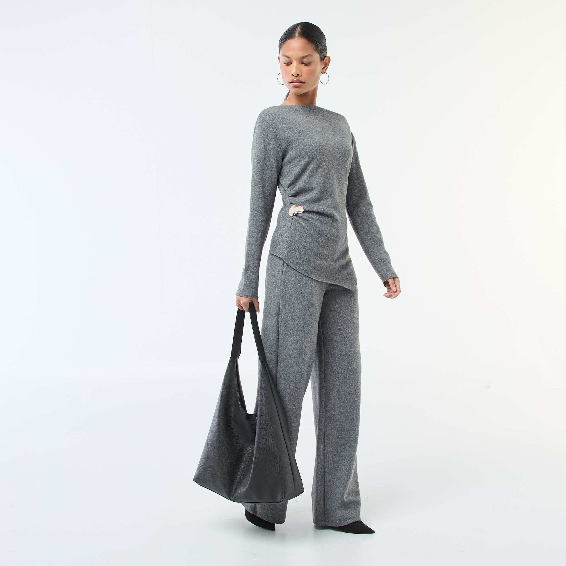 Top en maille asymétrique GRIS