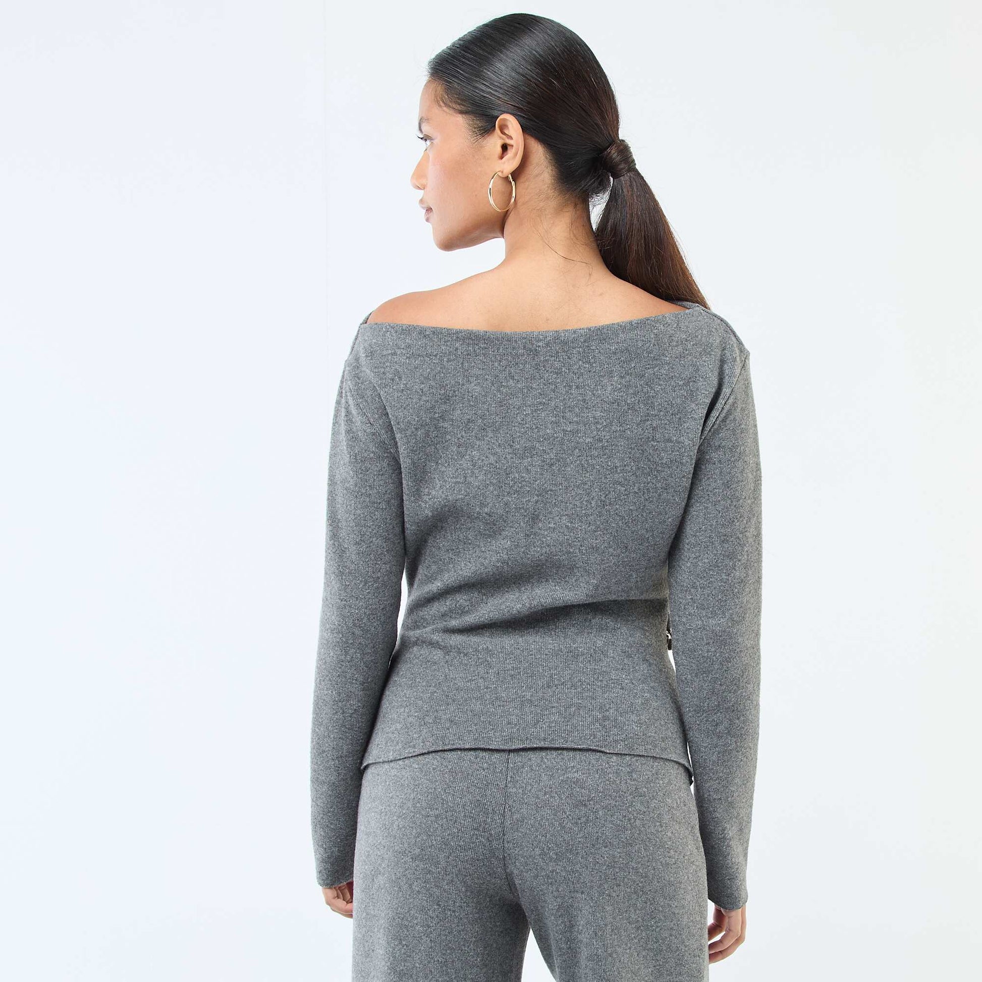 Top en maille asymétrique GRIS