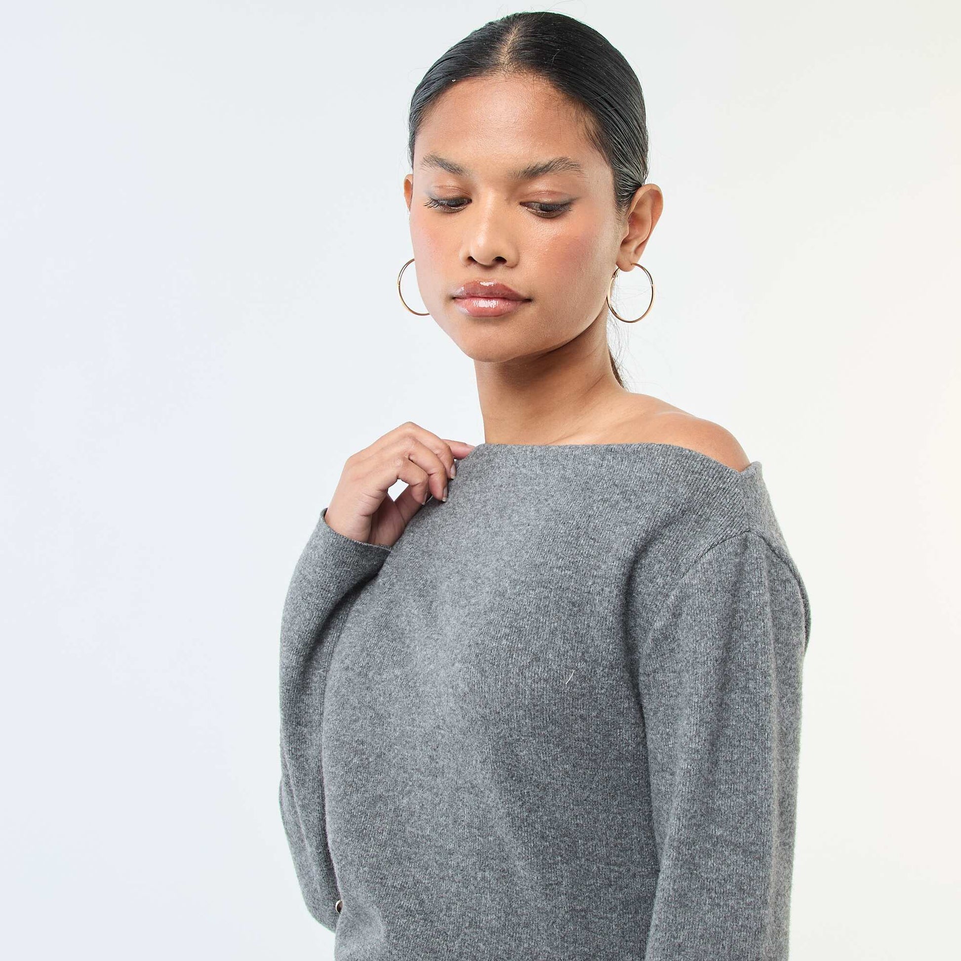 Top en maille asymétrique GRIS