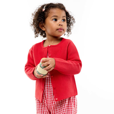 Gilet en maille fine jauge uni ROUGE