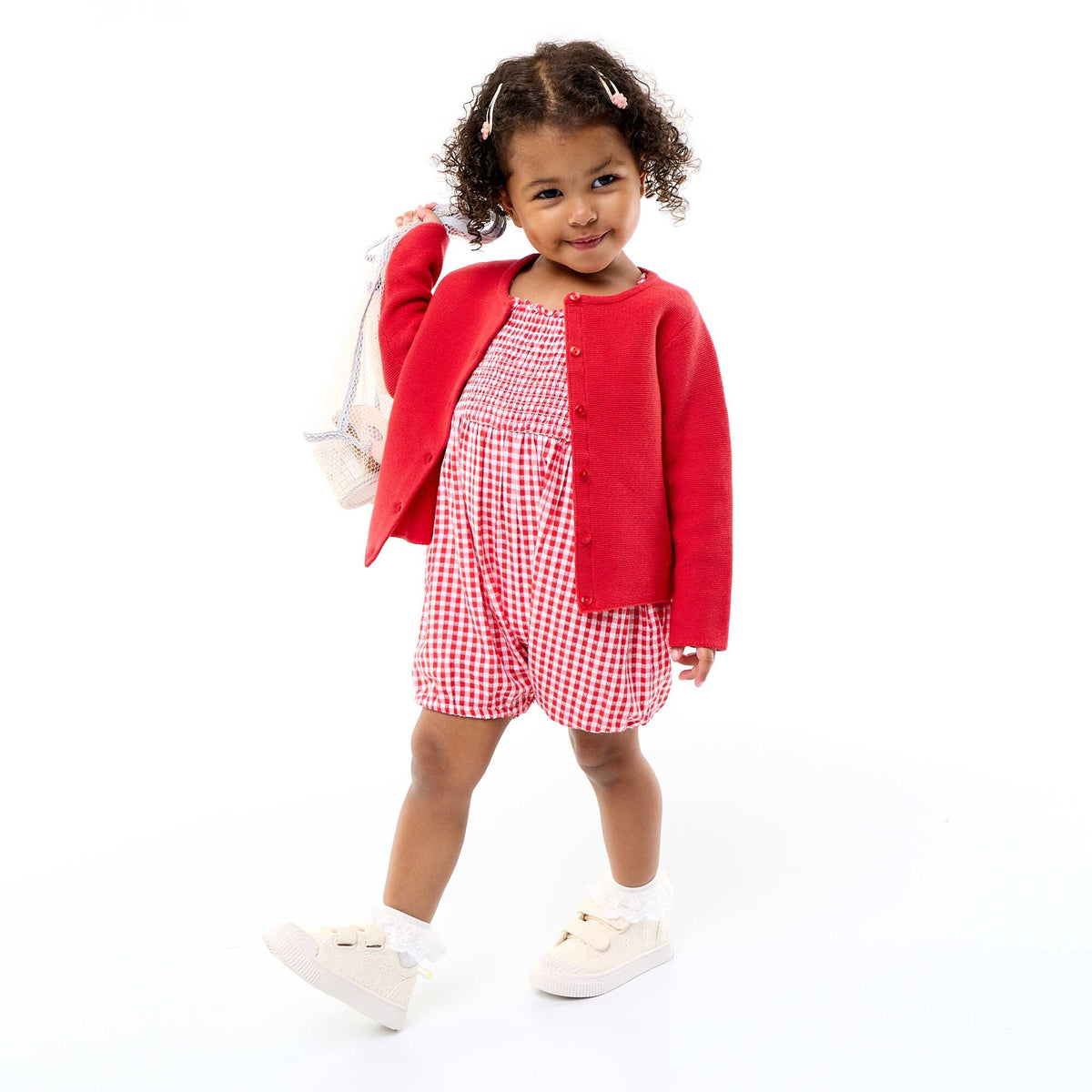 Gilet en maille fine jauge uni ROUGE