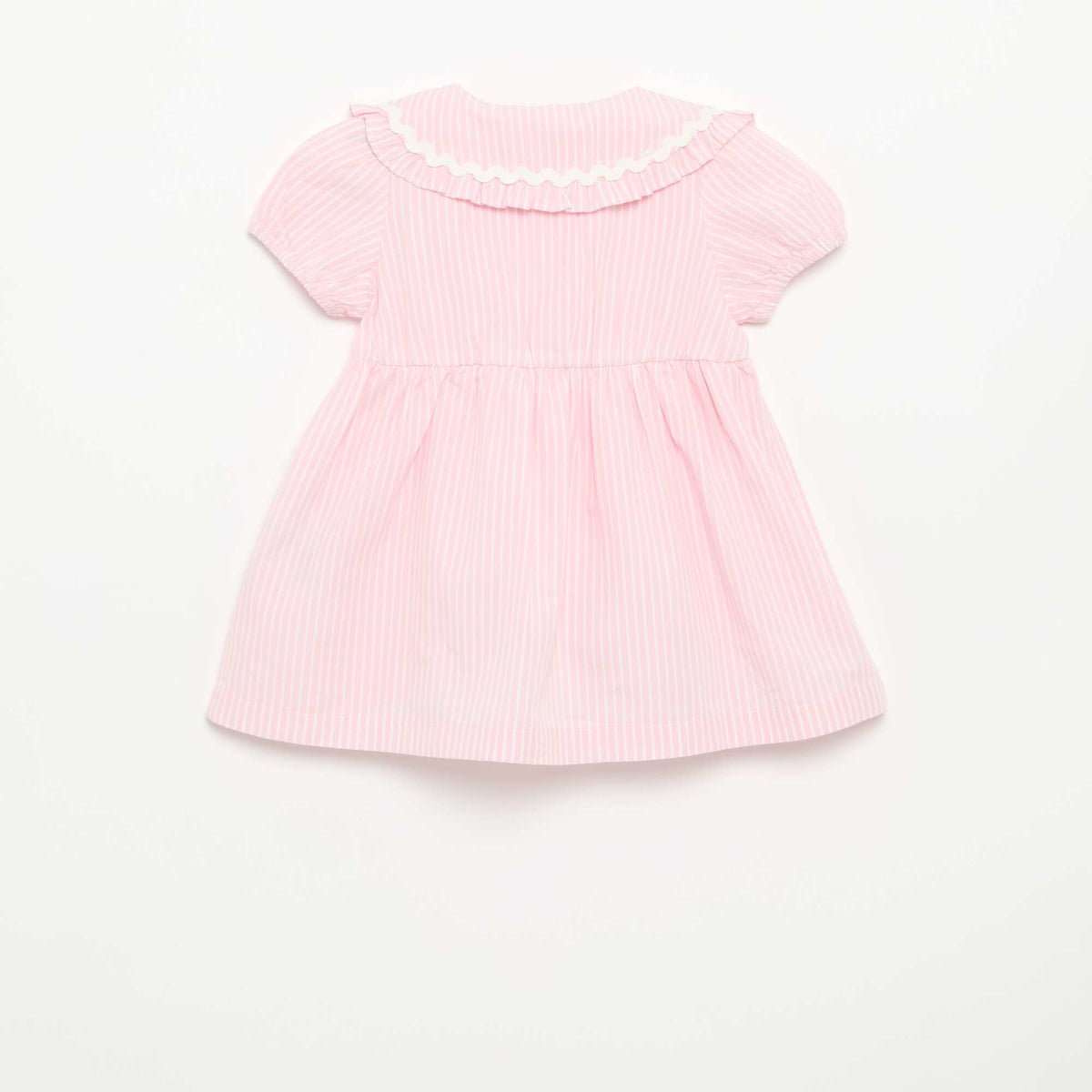 Robe en popeline à manches courtes avec col claudine ROSE