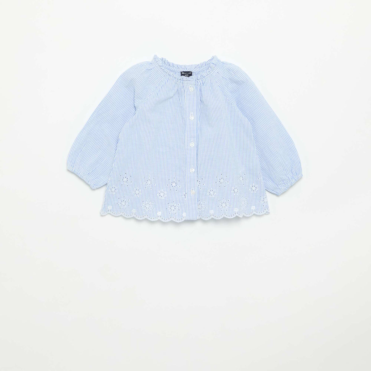 Blouse en popeline avec broderies BLEU