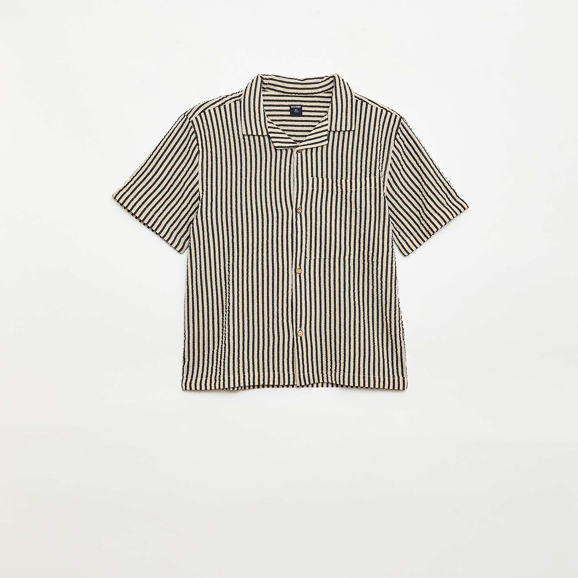 Chemise crêpée à manches courtes BEIGE