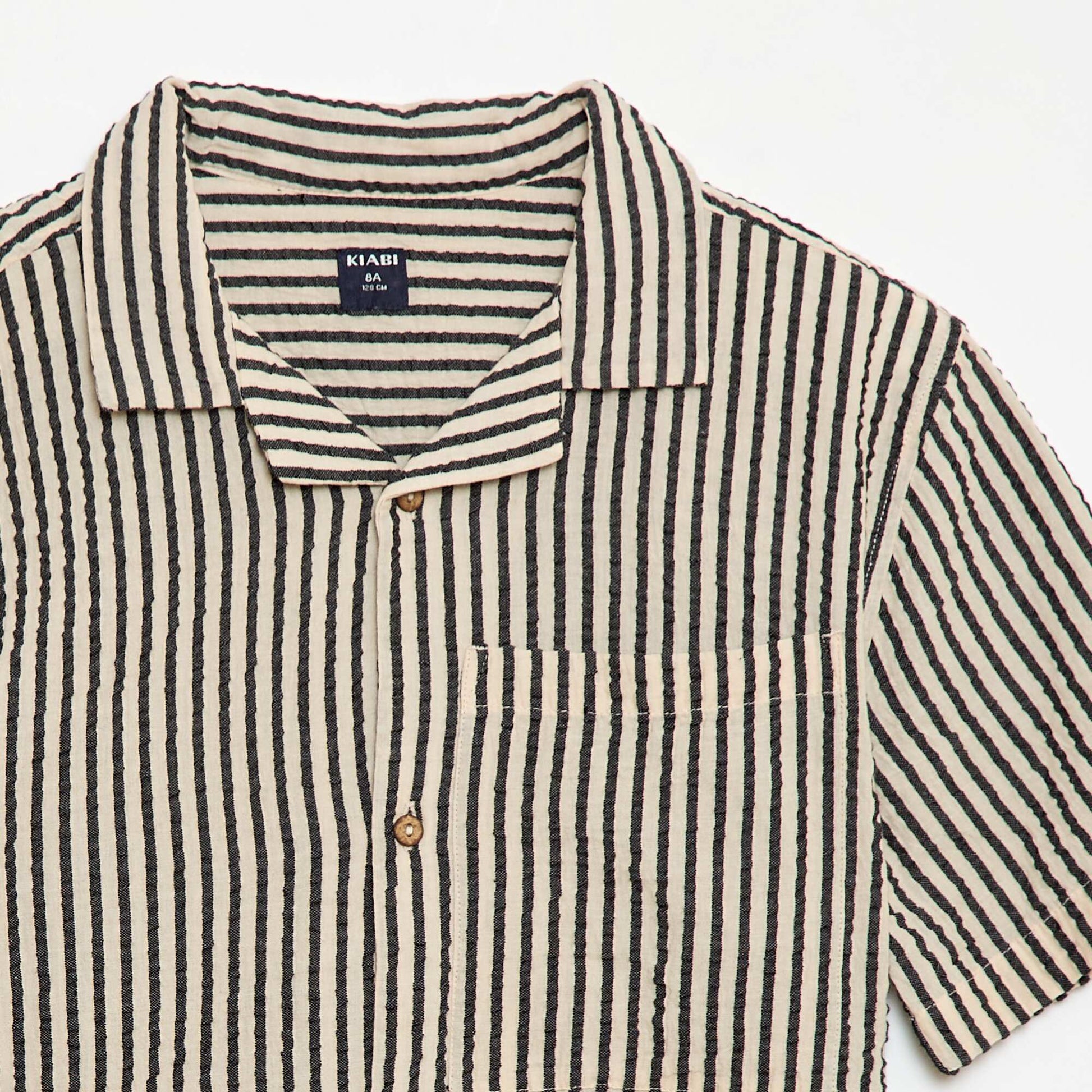 Chemise crêpée à manches courtes BEIGE