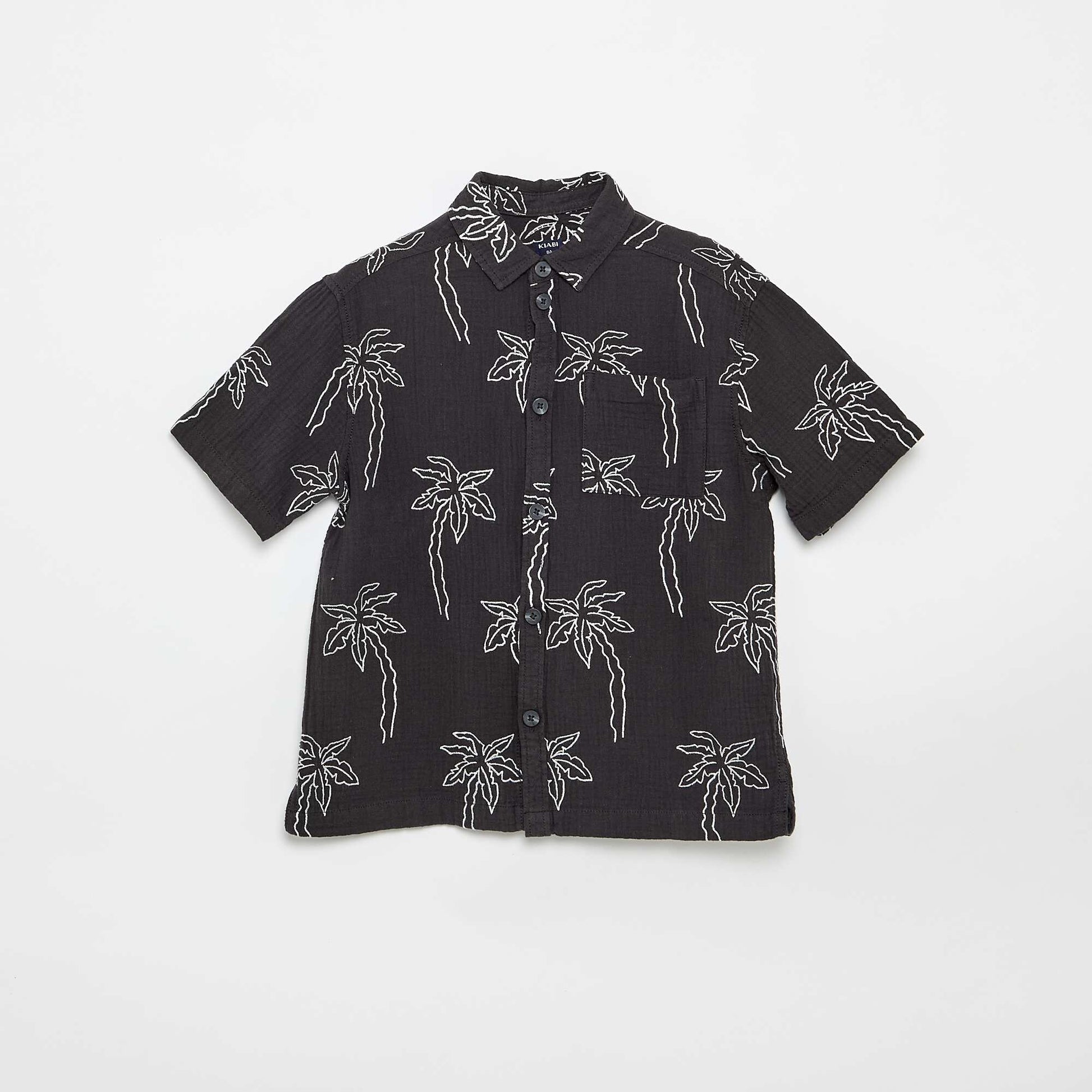 Chemise à manches courtes en gaze de coton NOIR