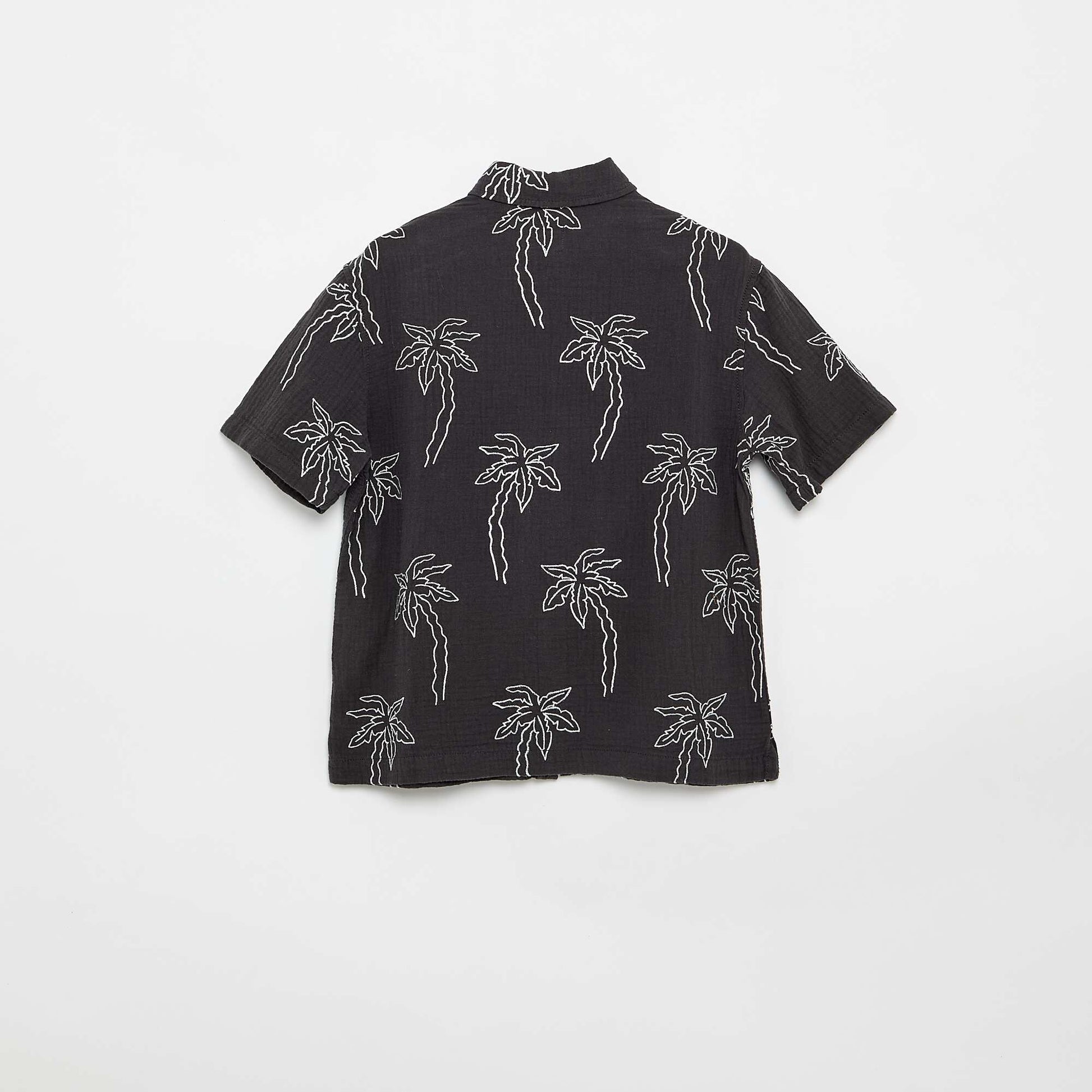 Chemise à manches courtes en gaze de coton NOIR