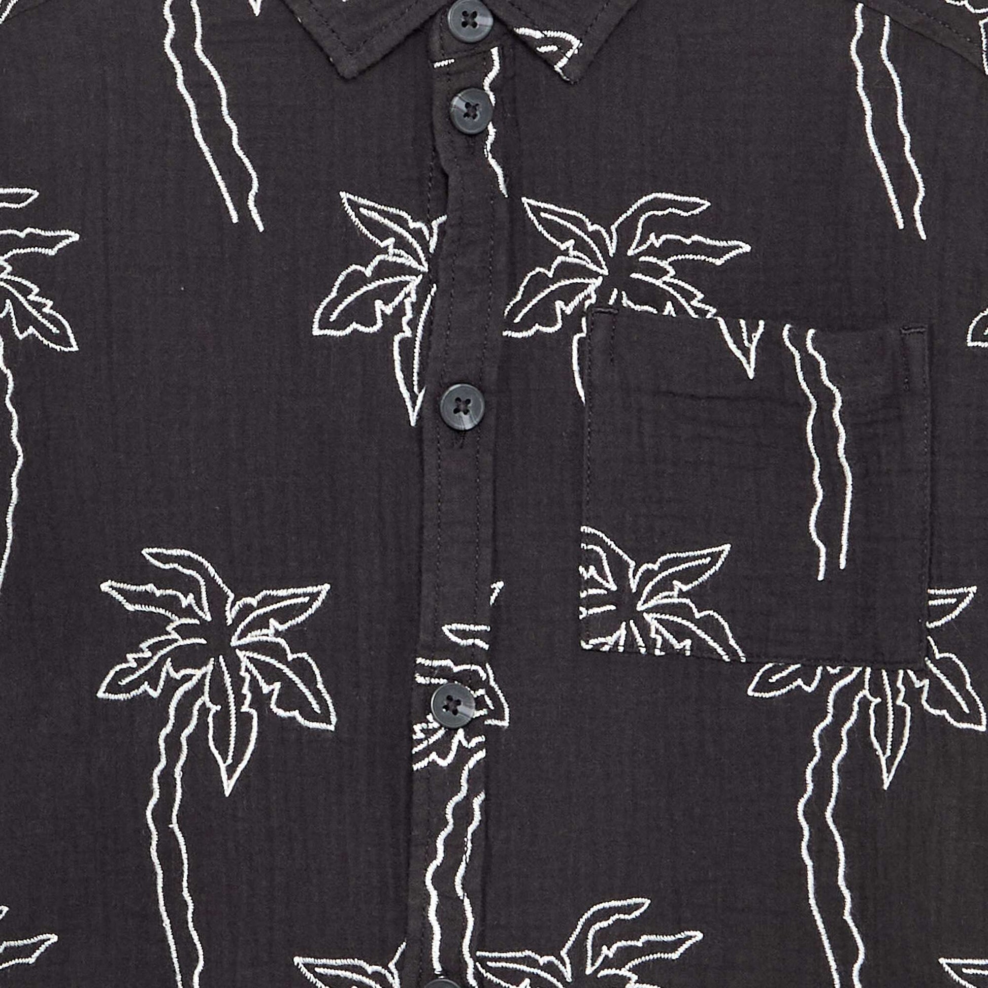 Chemise à manches courtes en gaze de coton NOIR