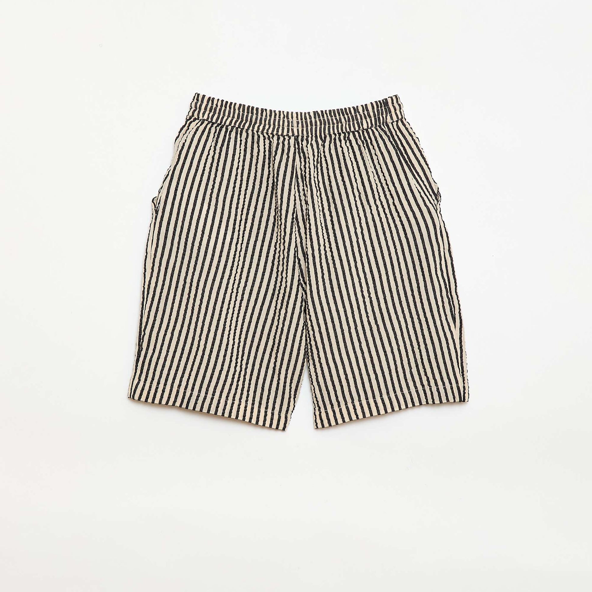 Short rayé avec cordons de serrage BEIGE