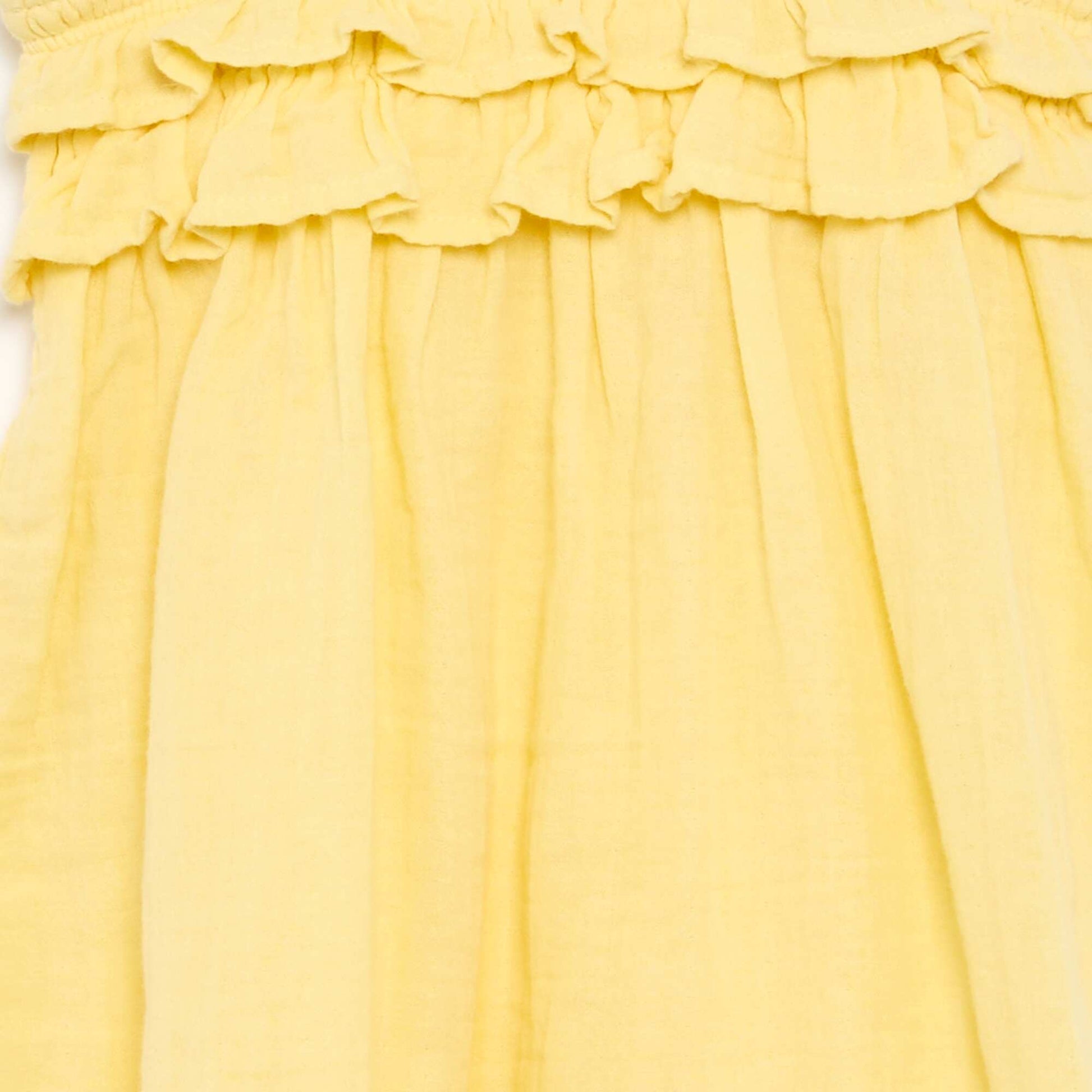 Robe à bretelles smokée avec volants JAUNE