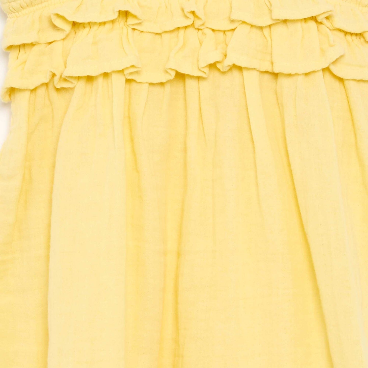 Robe à bretelles smokée avec volants JAUNE