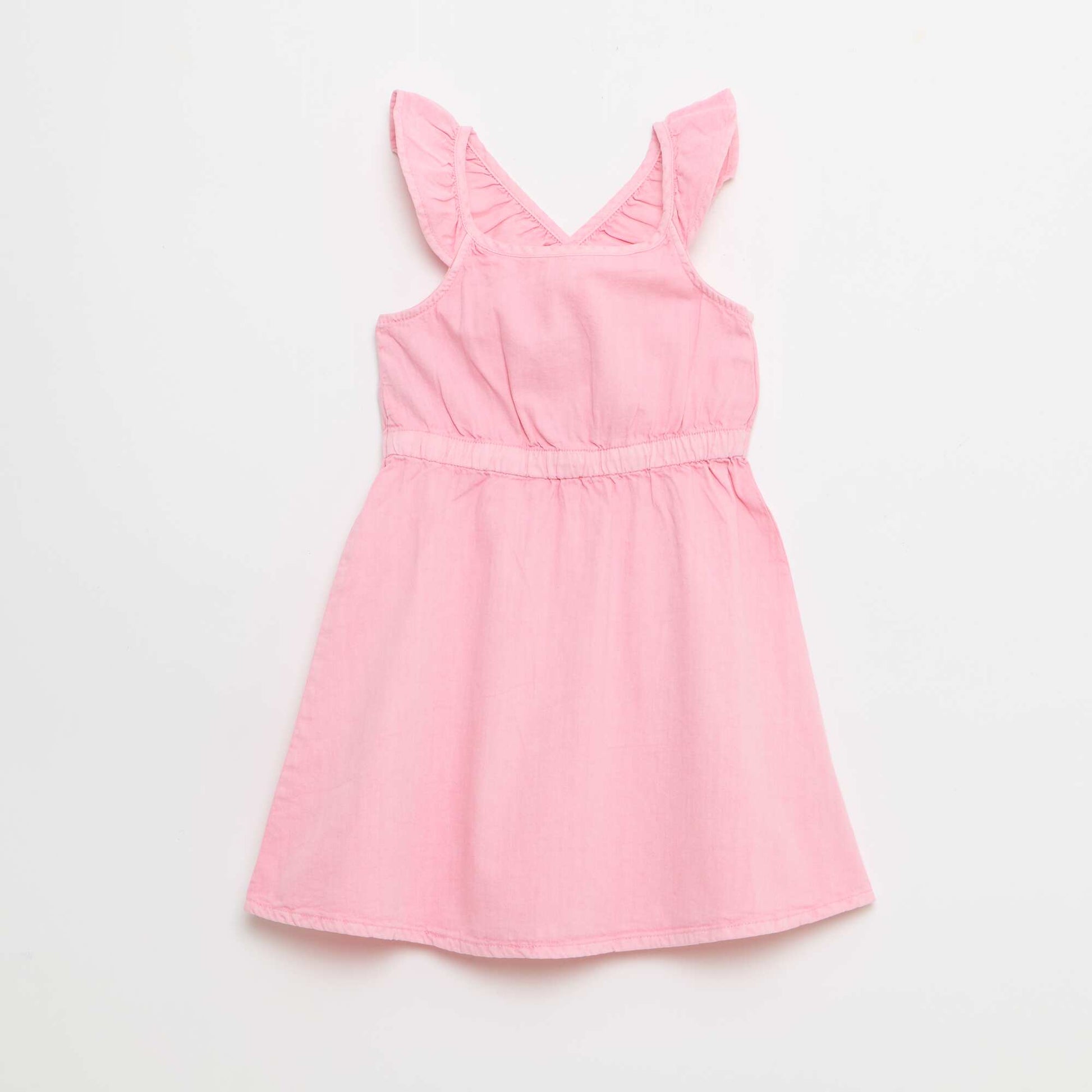 Robe à bretelles volantées unie ROSE