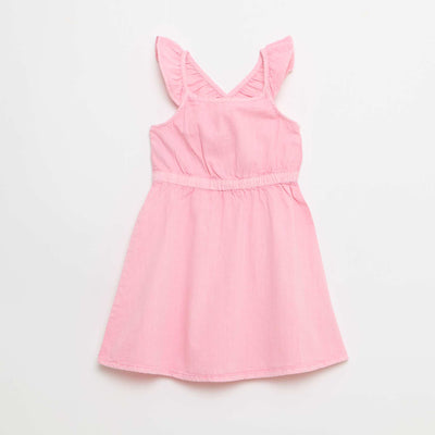 Robe à bretelles volantées unie ROSE