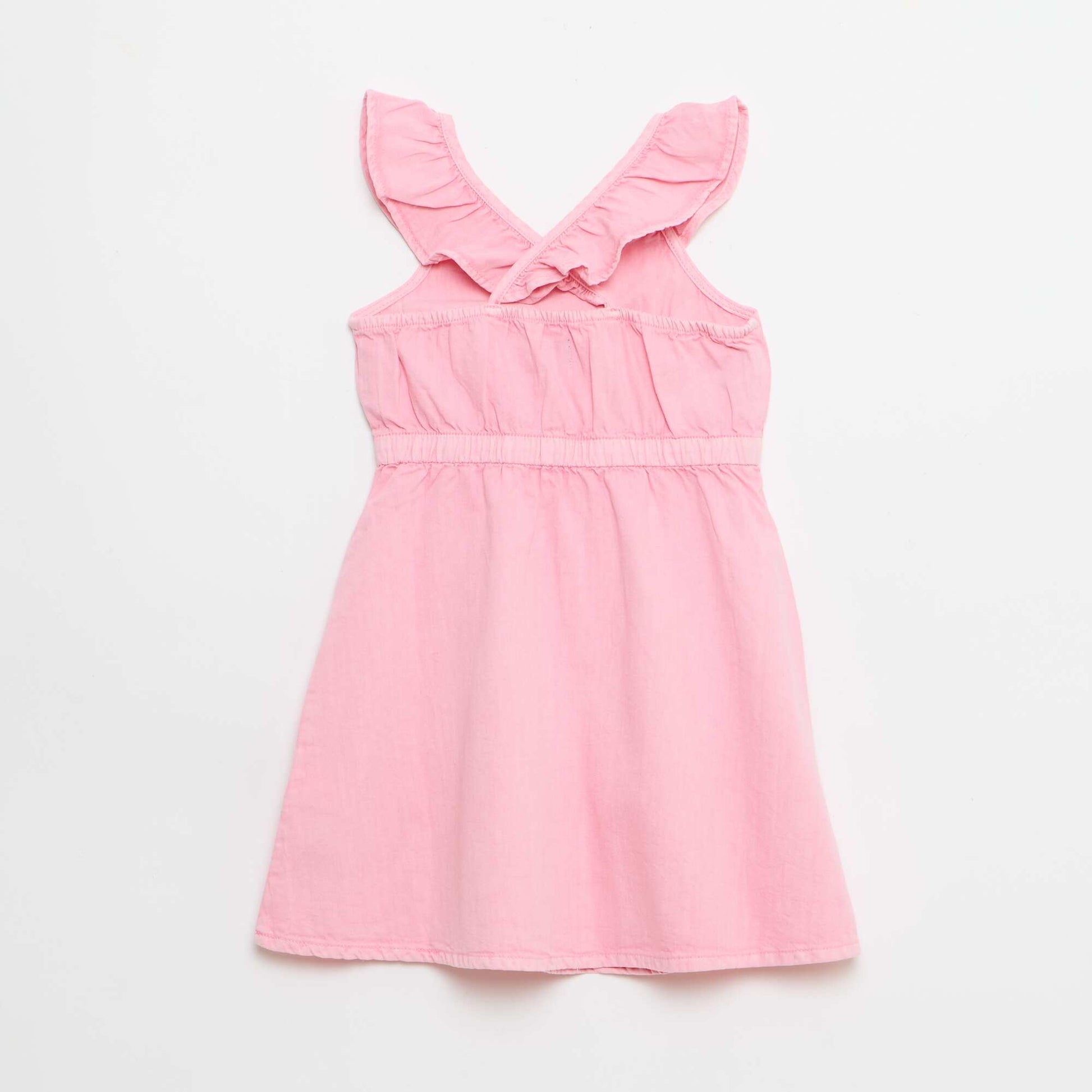 Robe à bretelles volantées unie ROSE