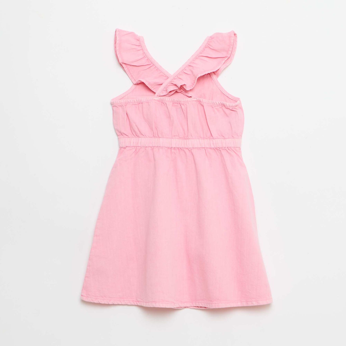 Robe à bretelles volantées unie ROSE
