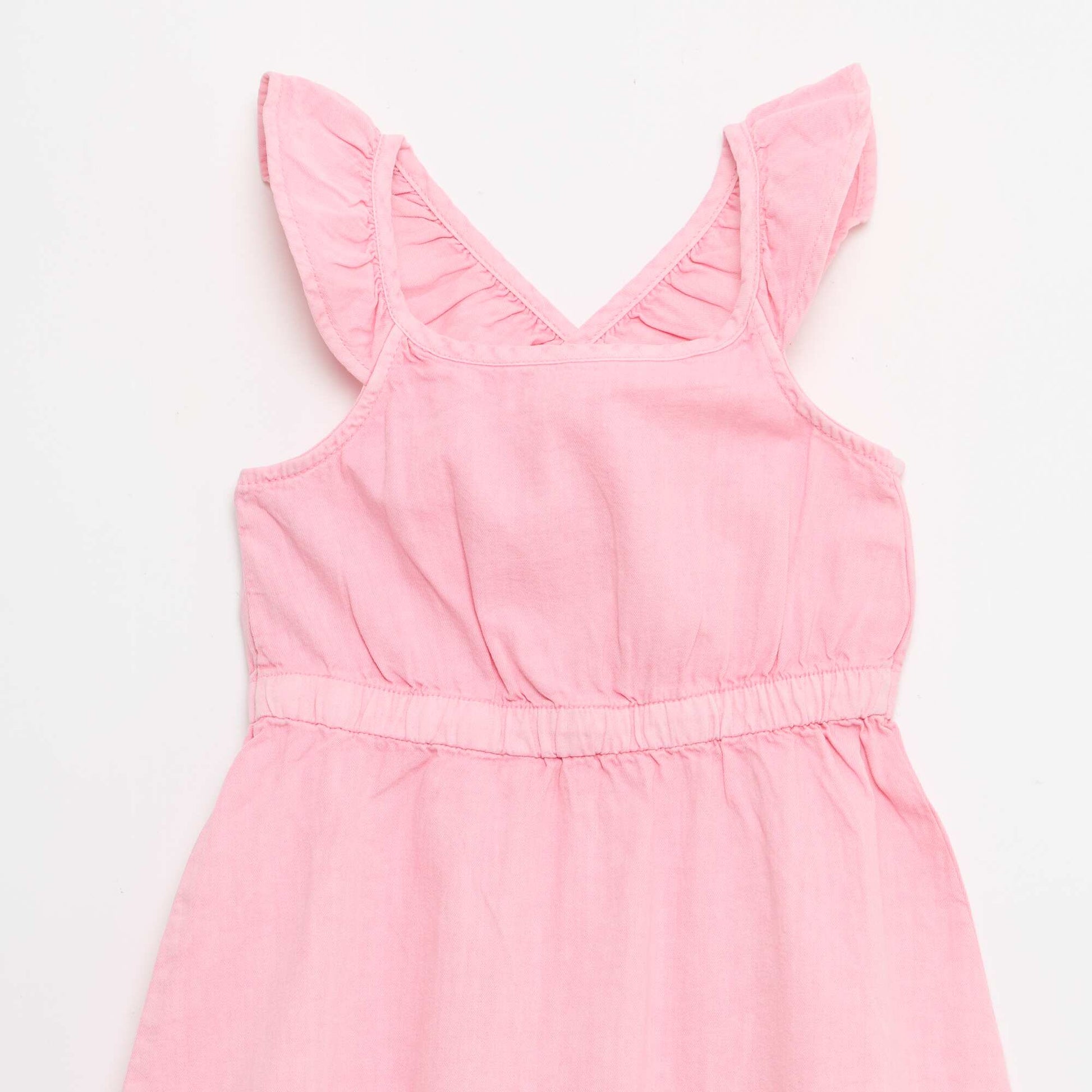 Robe à bretelles volantées unie ROSE