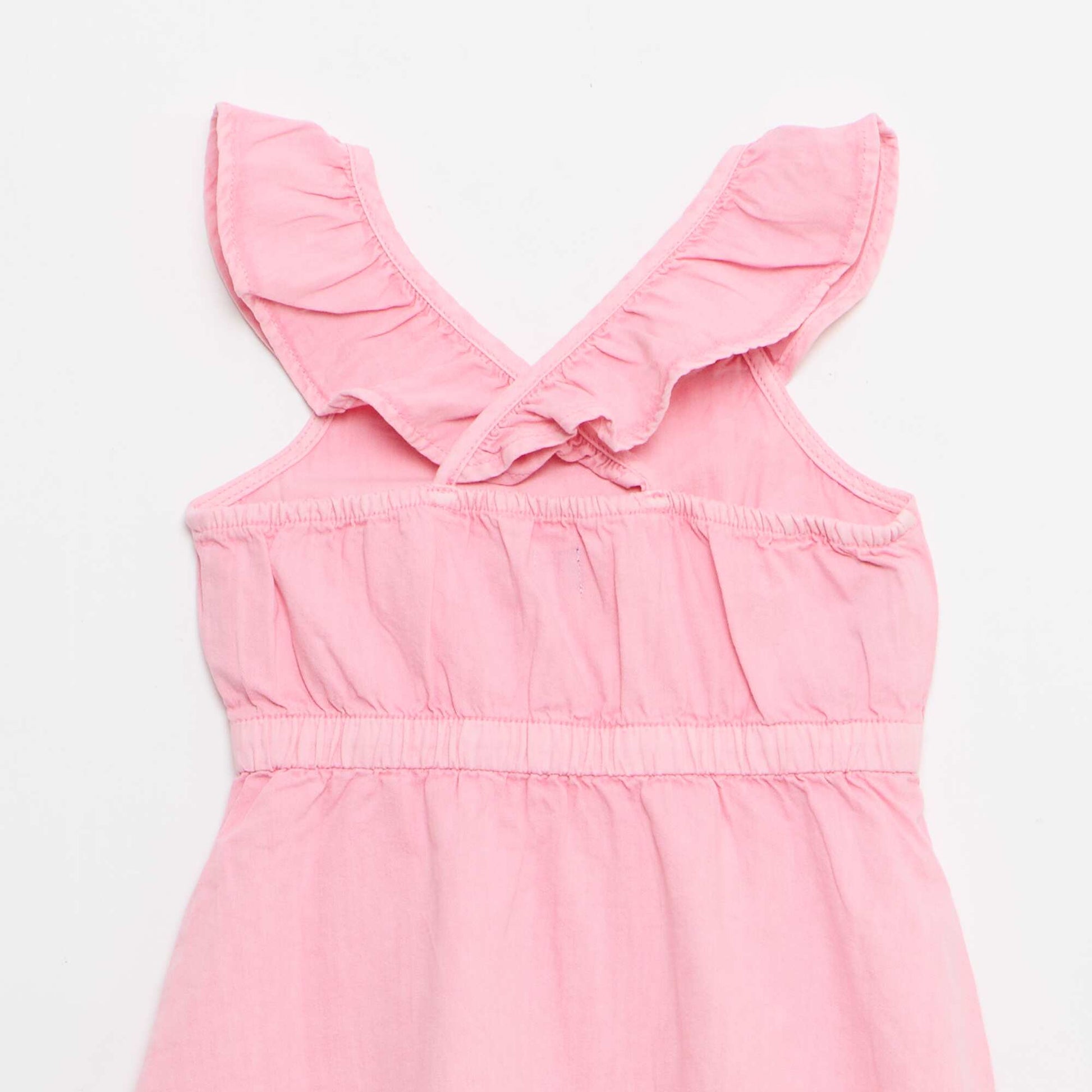 Robe à bretelles volantées unie ROSE