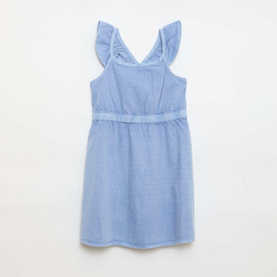 Robe à bretelles volantées unie BLEU