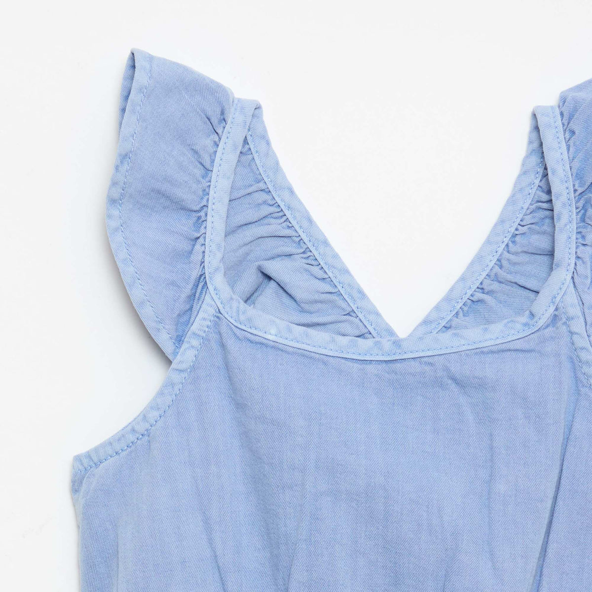 Robe à bretelles volantées unie BLEU