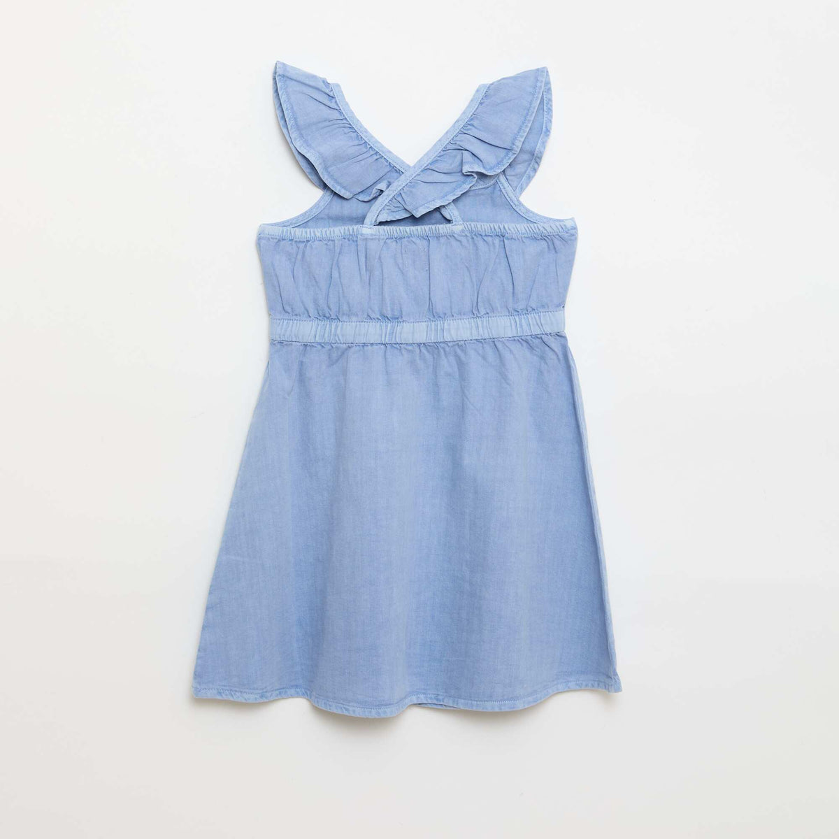 Robe à bretelles volantées unie BLEU