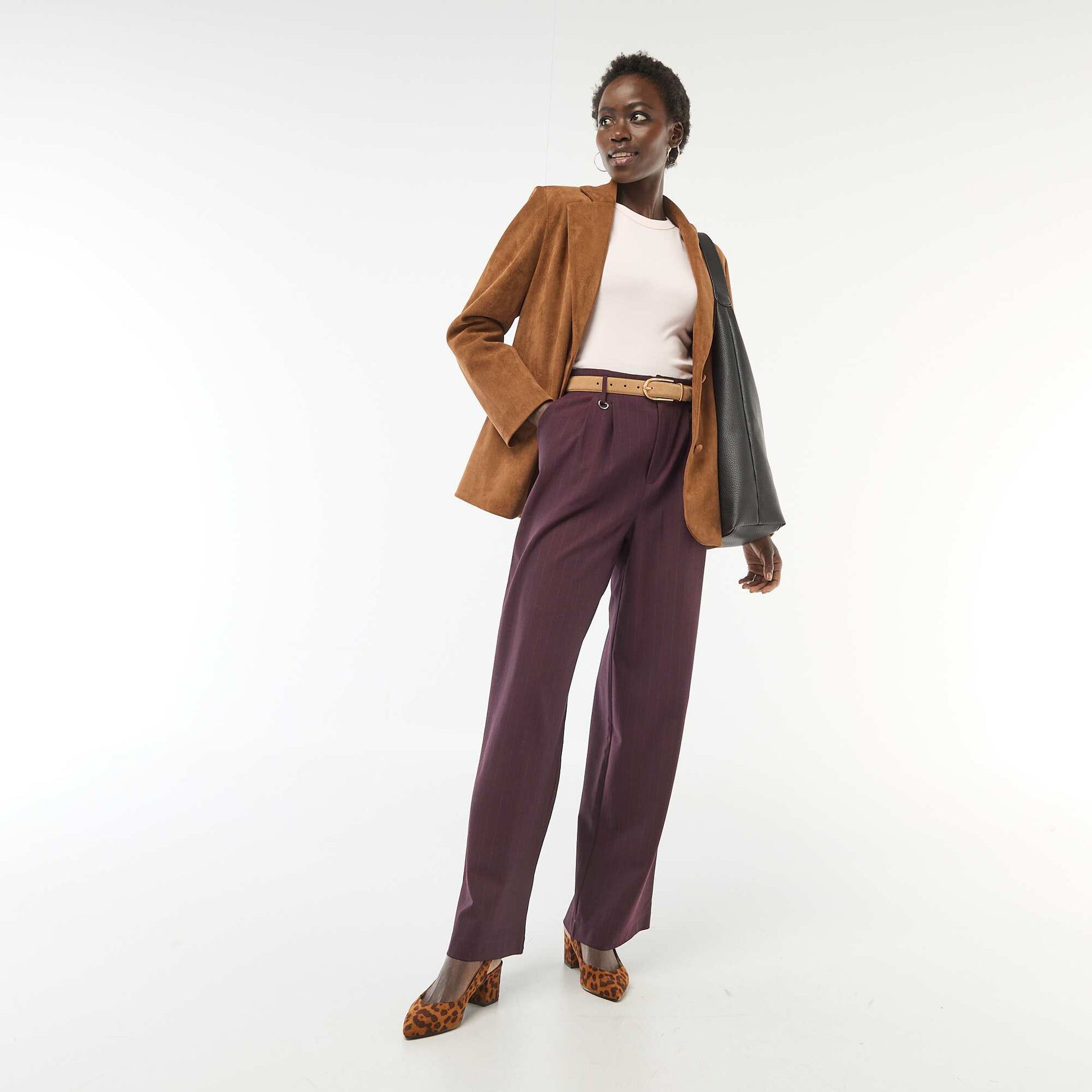 Pantalon large à rayures ROUGE