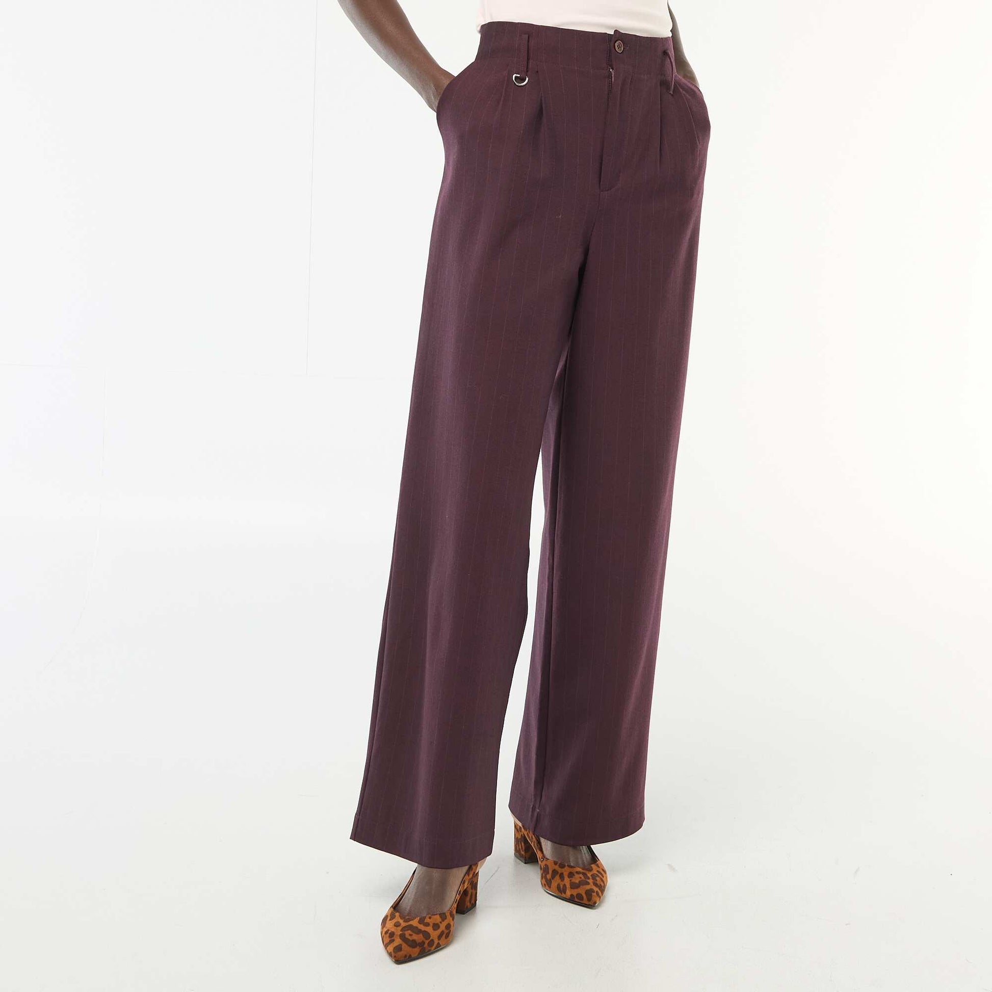 Pantalon large à rayures ROUGE