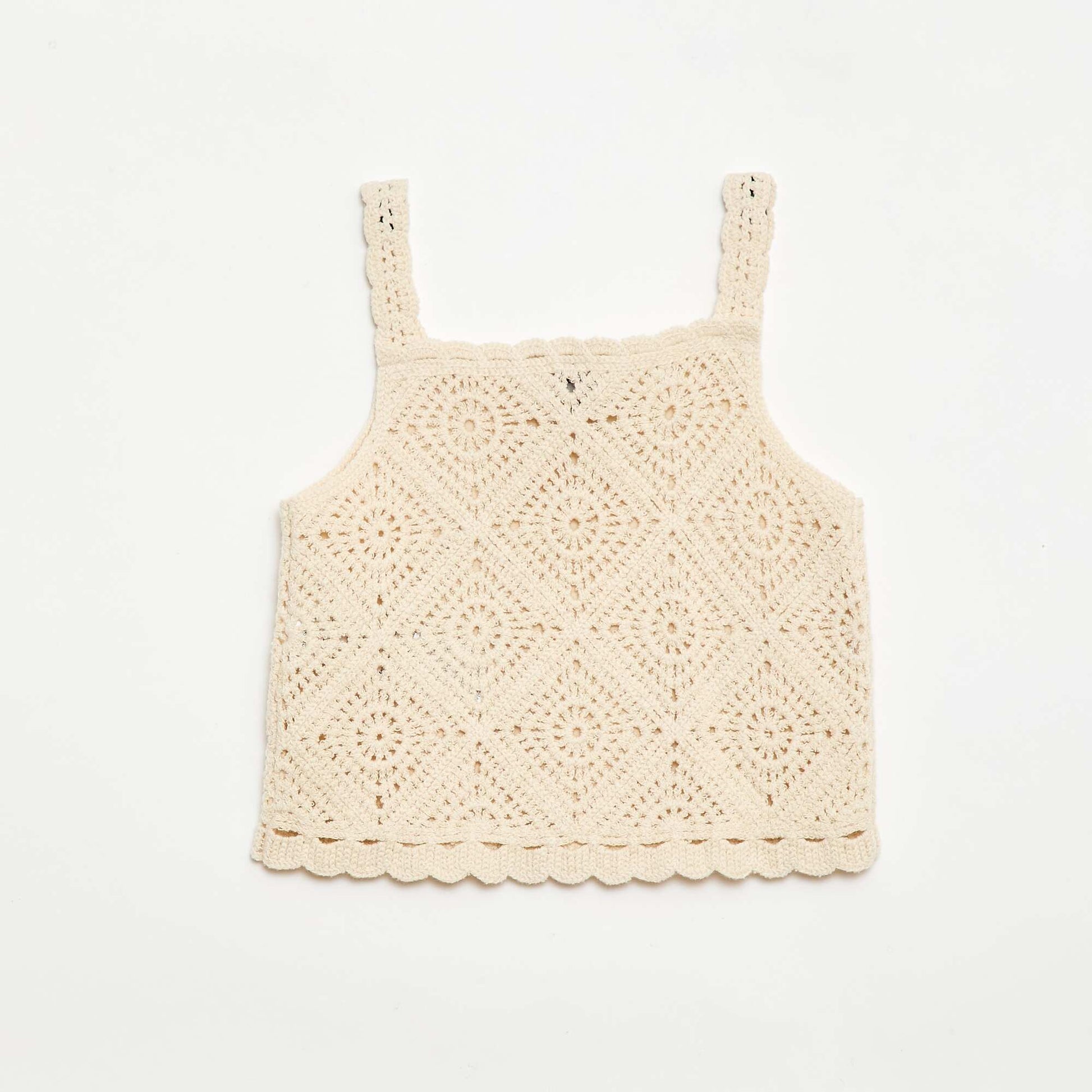 Top en crochet uni ECRU