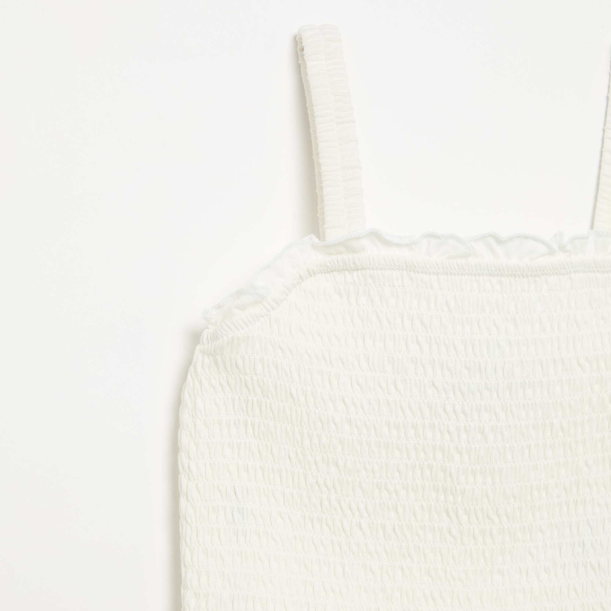 T-shirt smoké à bretelles BLANC