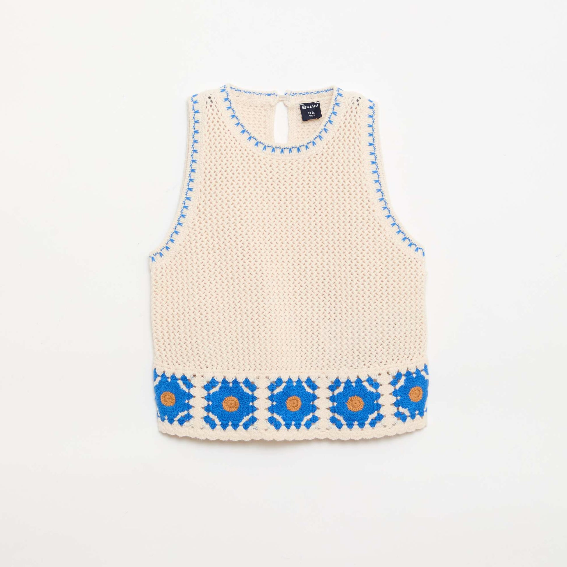 Top en crochet sans manches BEIGE
