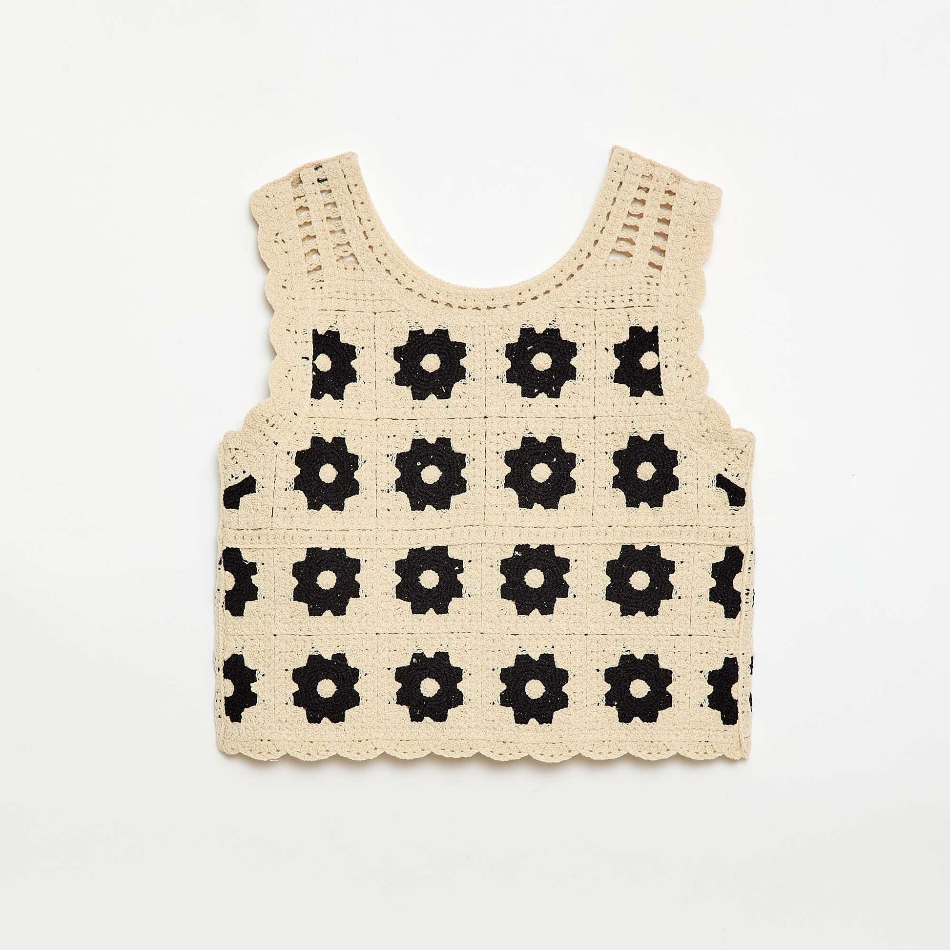 Top en crochet à motif BEIGE