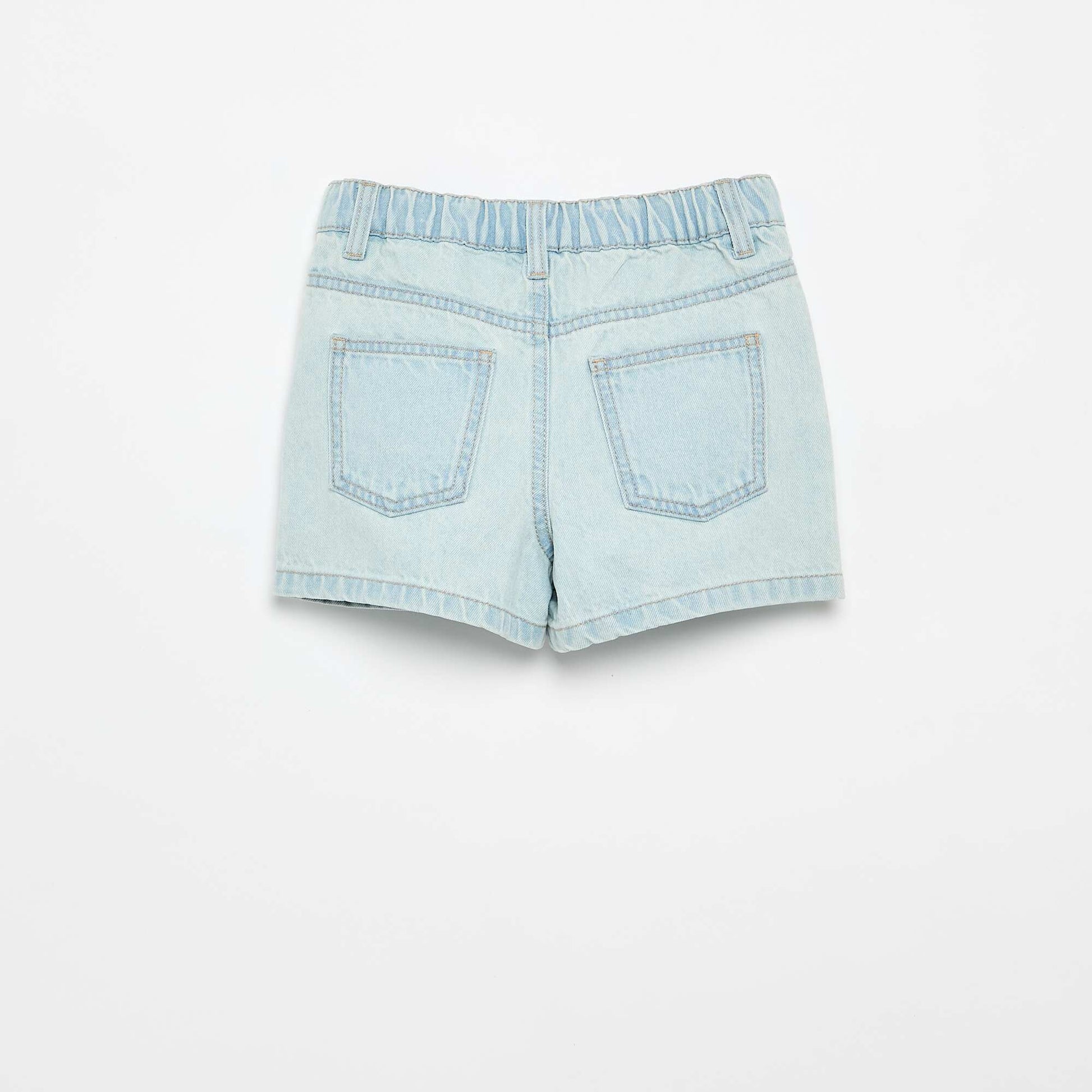 Short brodé en denim BLEU