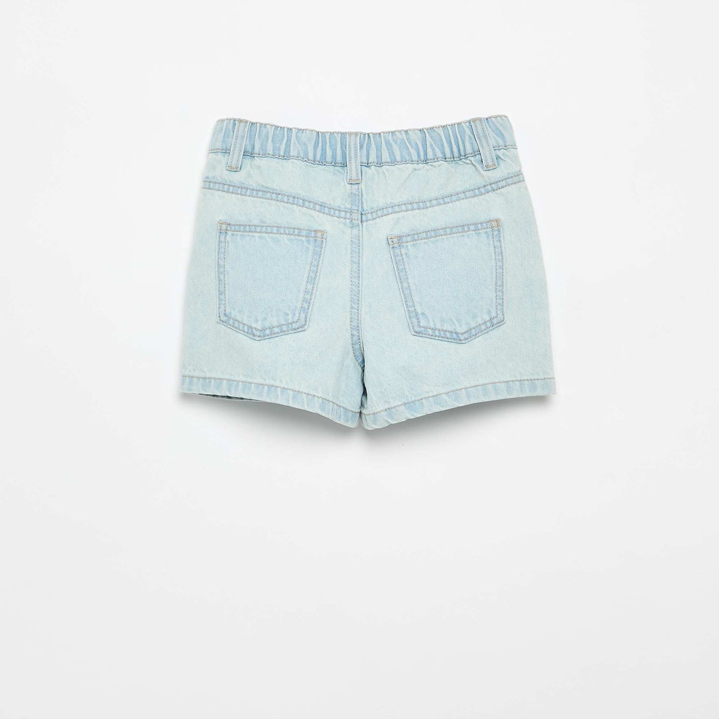 Short brodé en denim BLEU