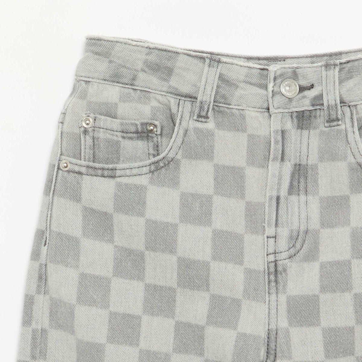 Bermuda en denim à carreaux GRIS