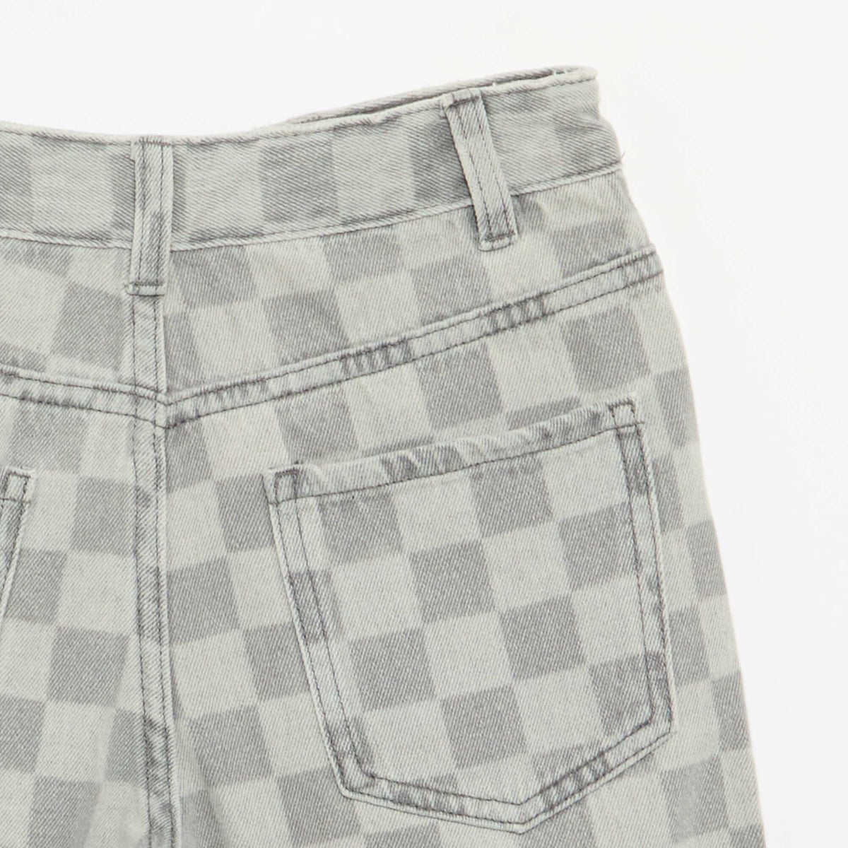 Bermuda en denim à carreaux GRIS