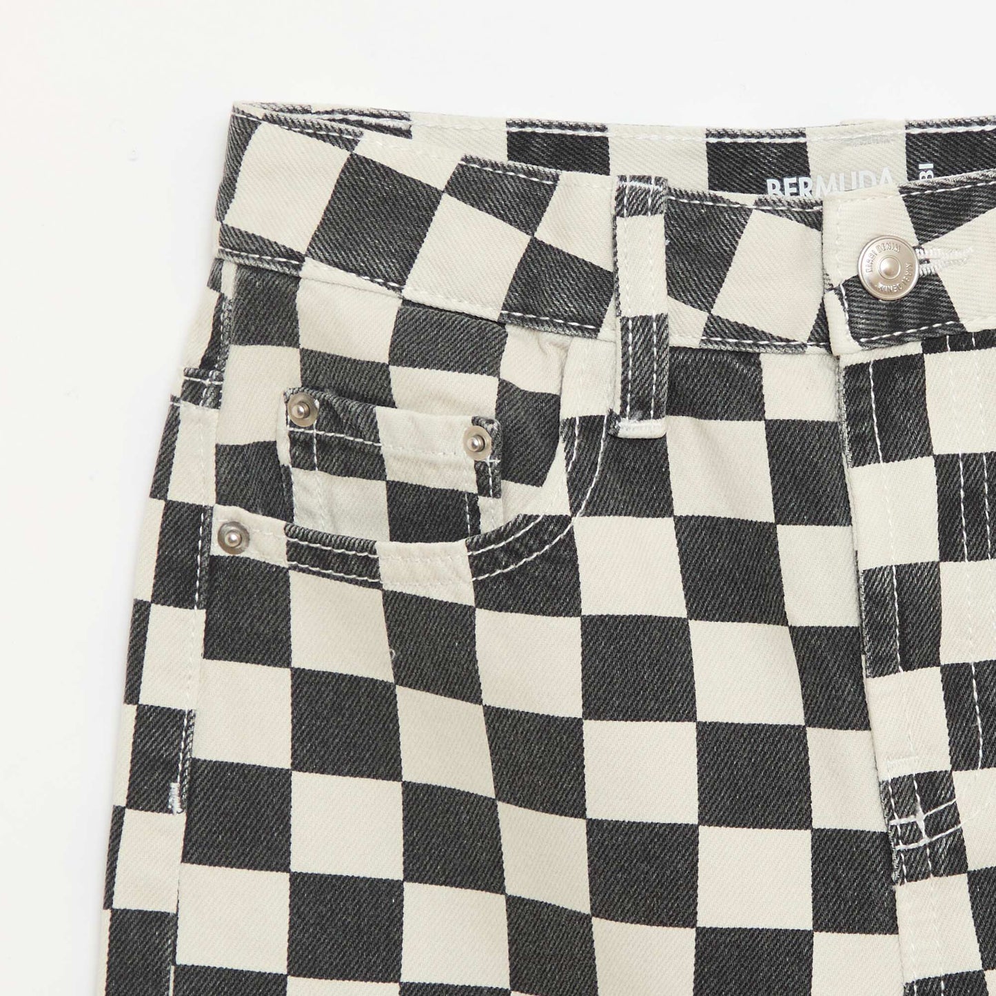 Bermuda en denim à carreaux NOIR