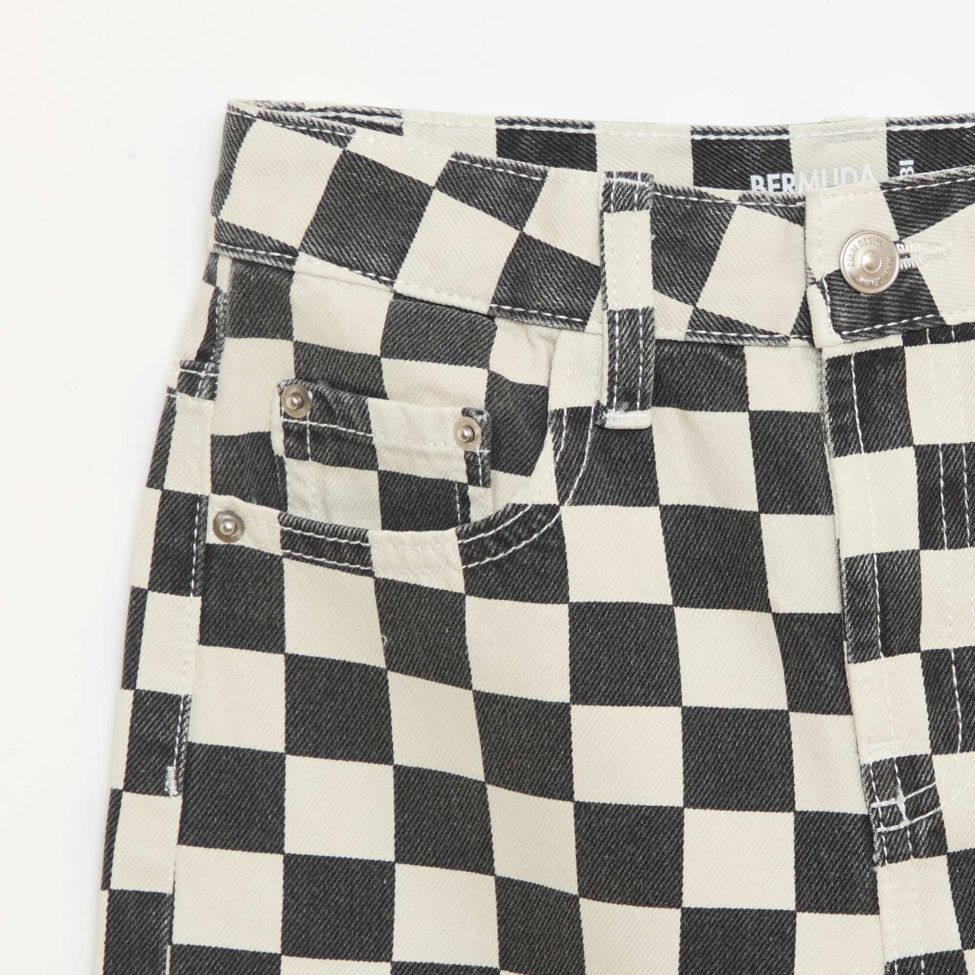 Bermuda en denim à carreaux NOIR