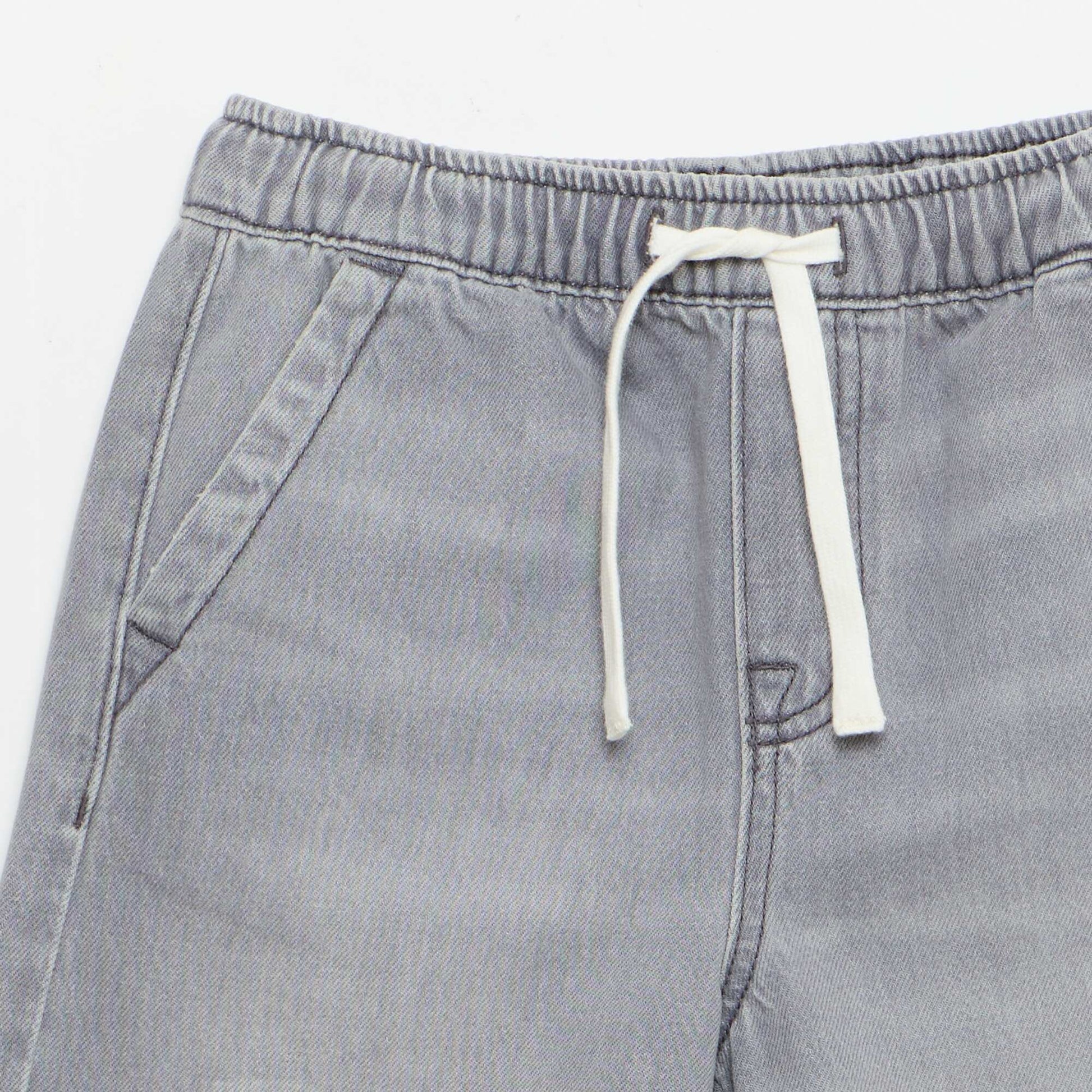 Bermuda en denim avec cordons de serrage GRIS