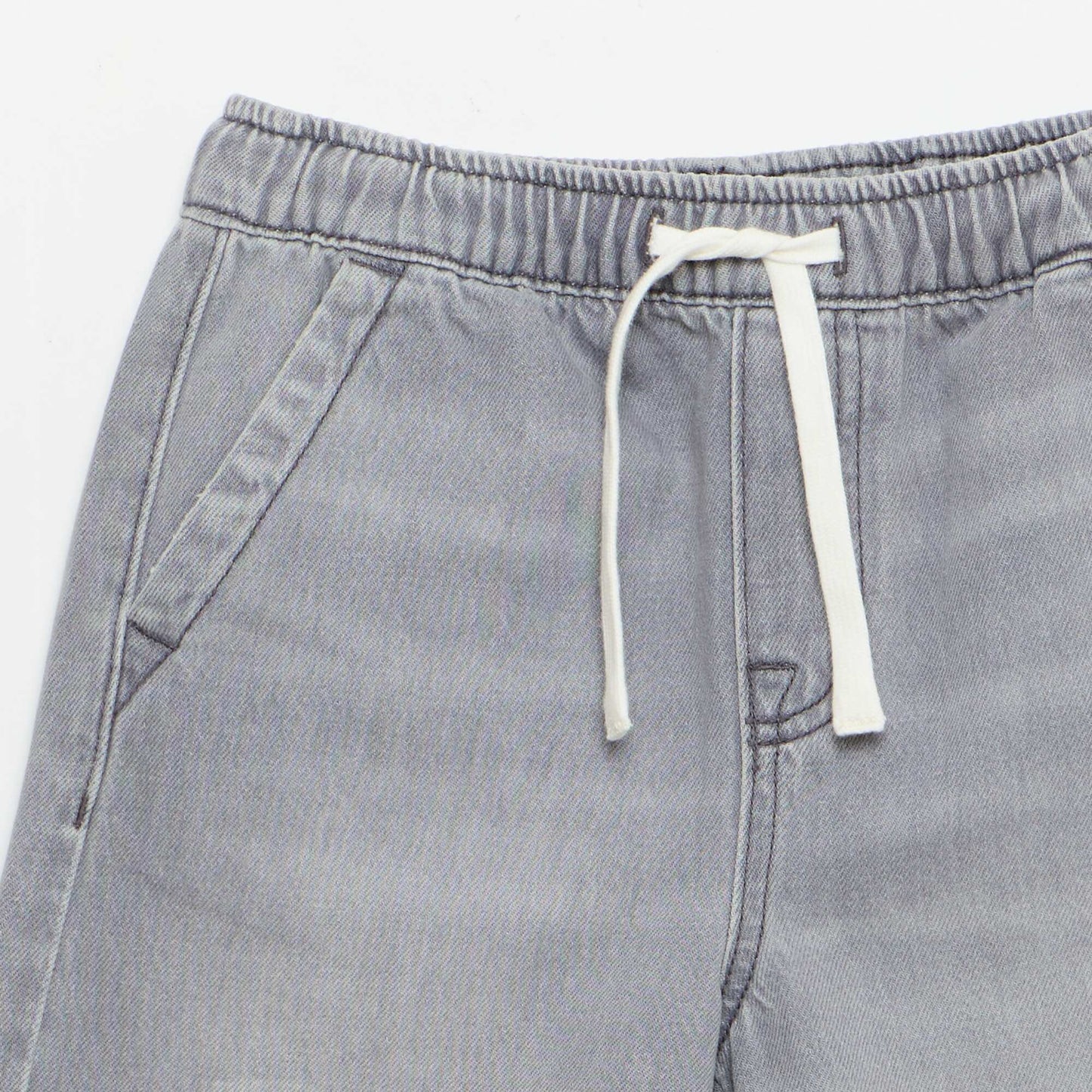Bermuda en denim avec cordons de serrage GRIS
