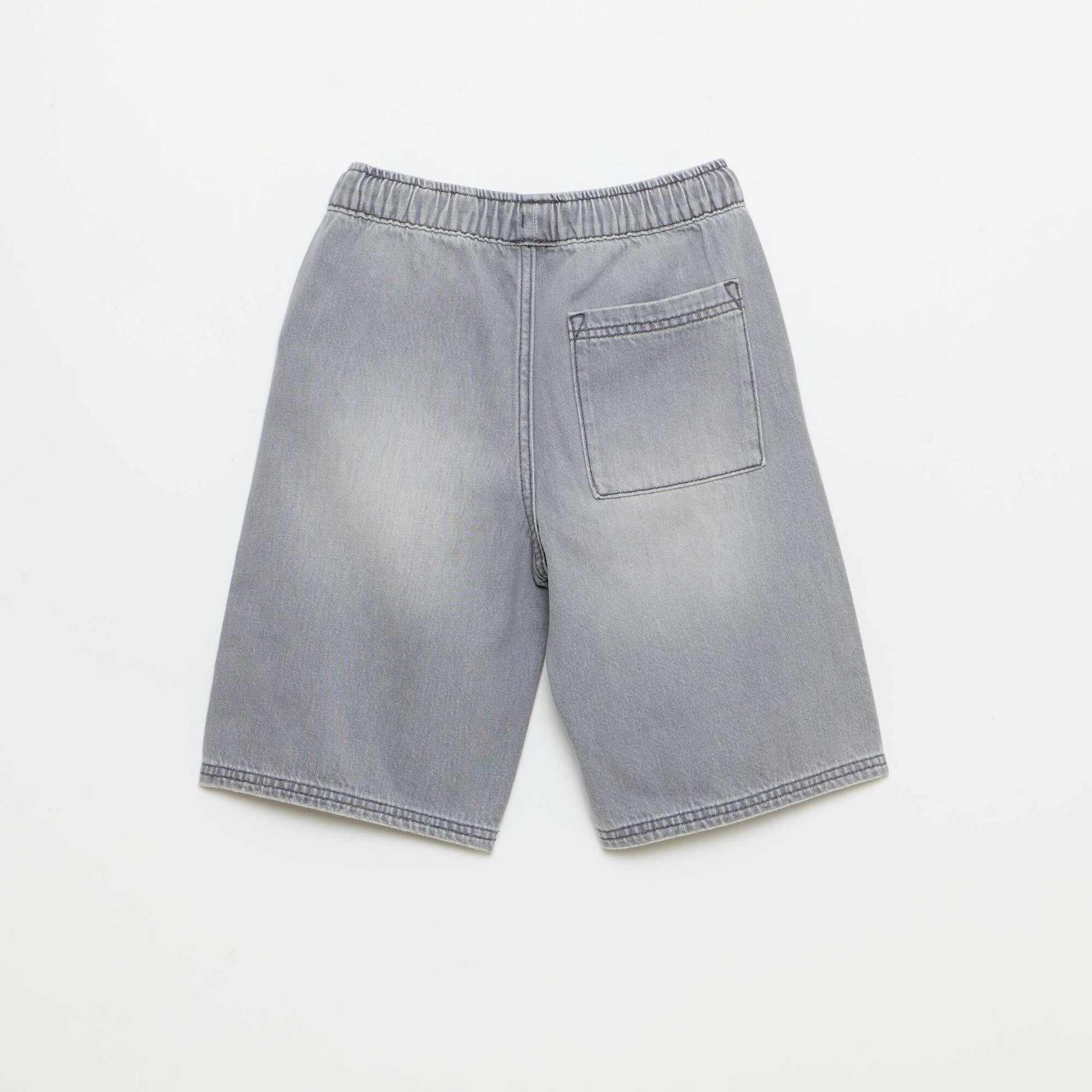 Bermuda en denim avec cordons de serrage GRIS