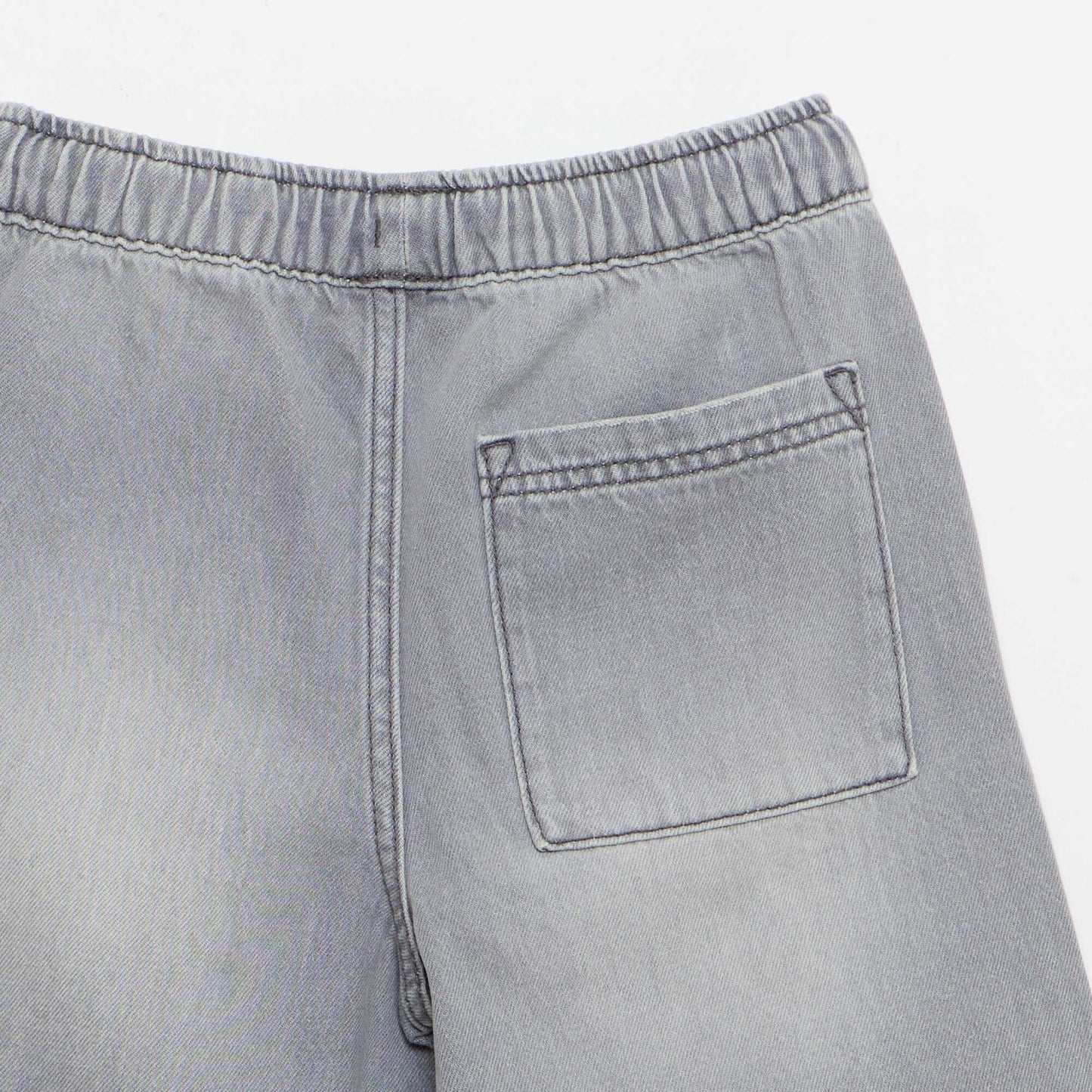 Bermuda en denim avec cordons de serrage GRIS