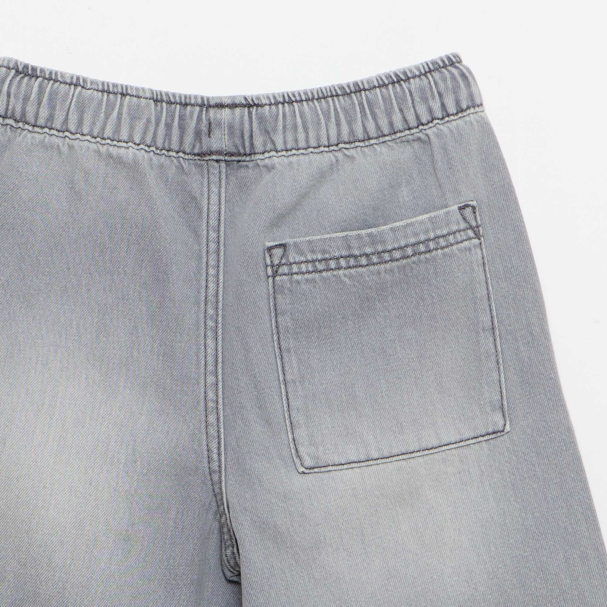 Bermuda en denim avec cordons de serrage GRIS