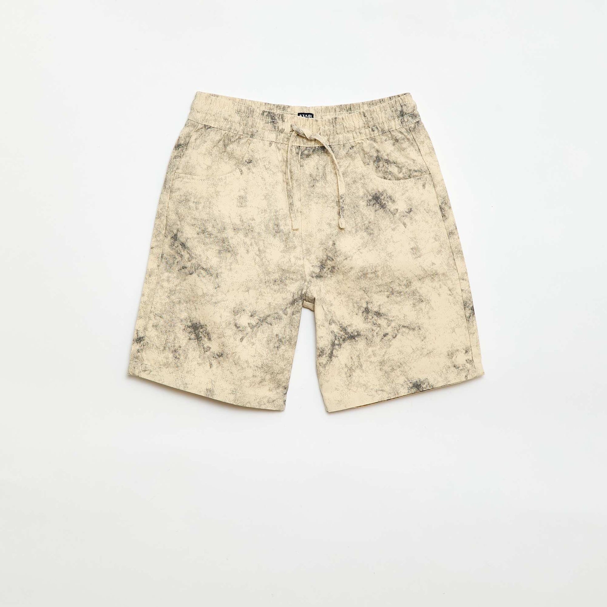 Bermuda droit à la taille élastiquée BEIGE