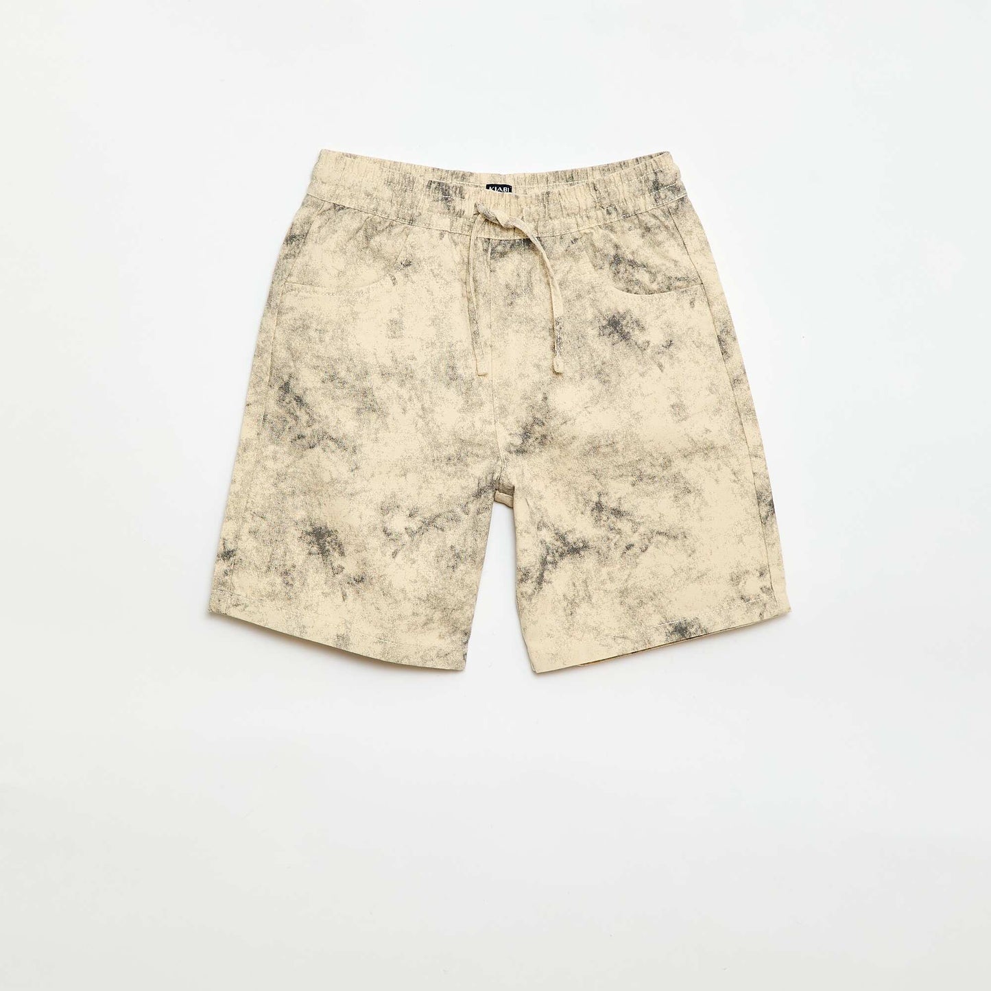 Bermuda droit à la taille élastiquée BEIGE