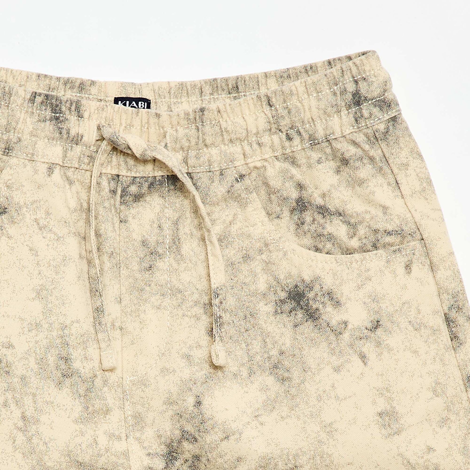 Bermuda droit à la taille élastiquée BEIGE