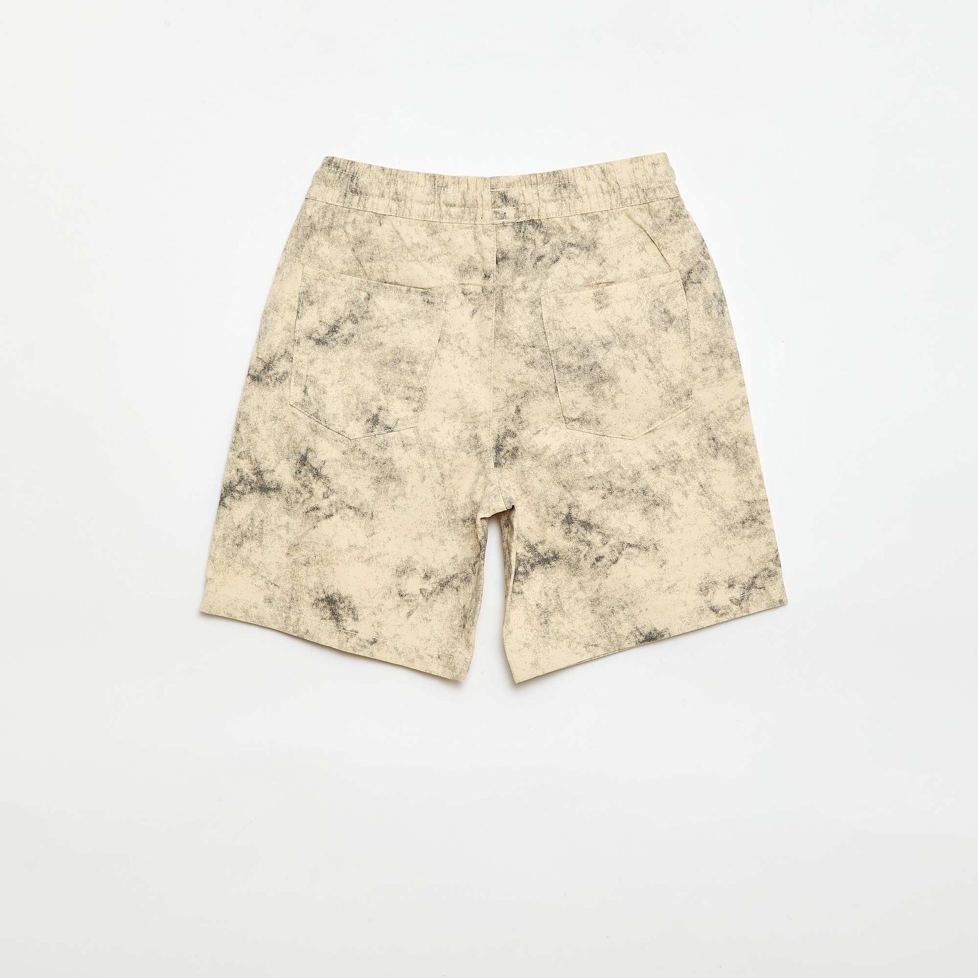 Bermuda droit à la taille élastiquée BEIGE