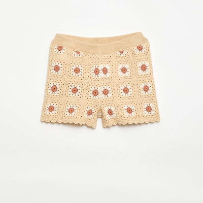 Short en crochet avec motif BEIGE