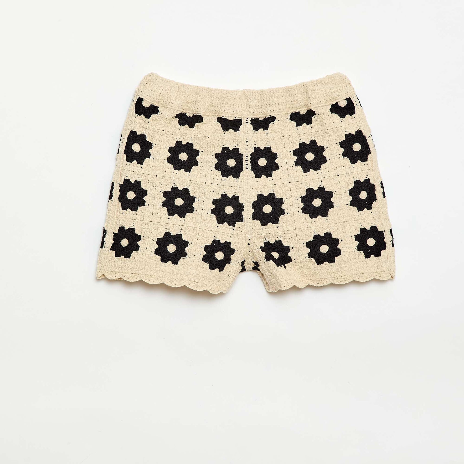 Short en crochet à motif NOIR