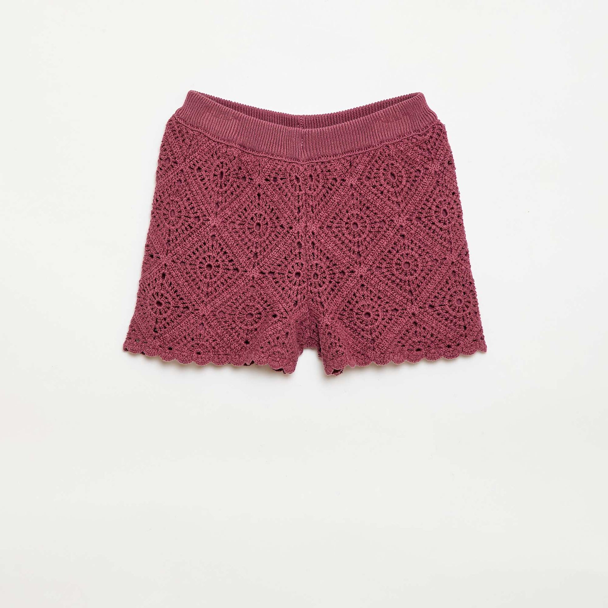 Short en crochet uni ROUGE