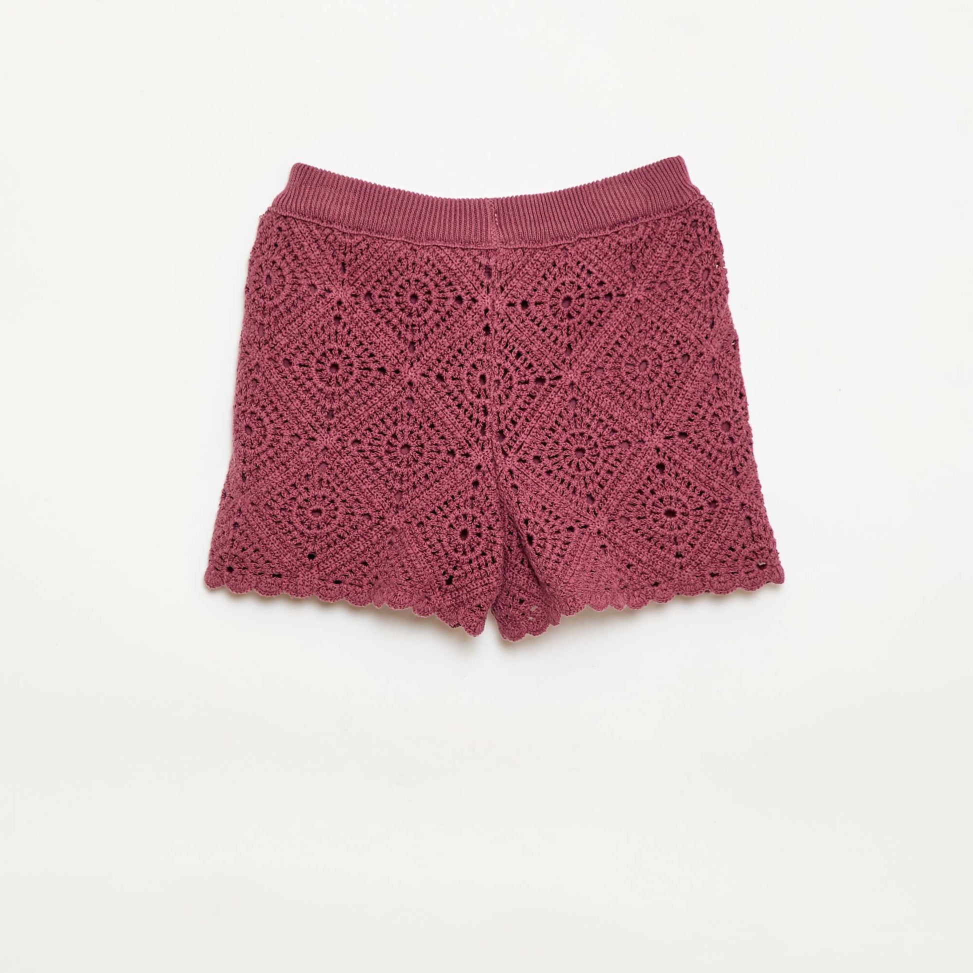 Short en crochet uni ROUGE